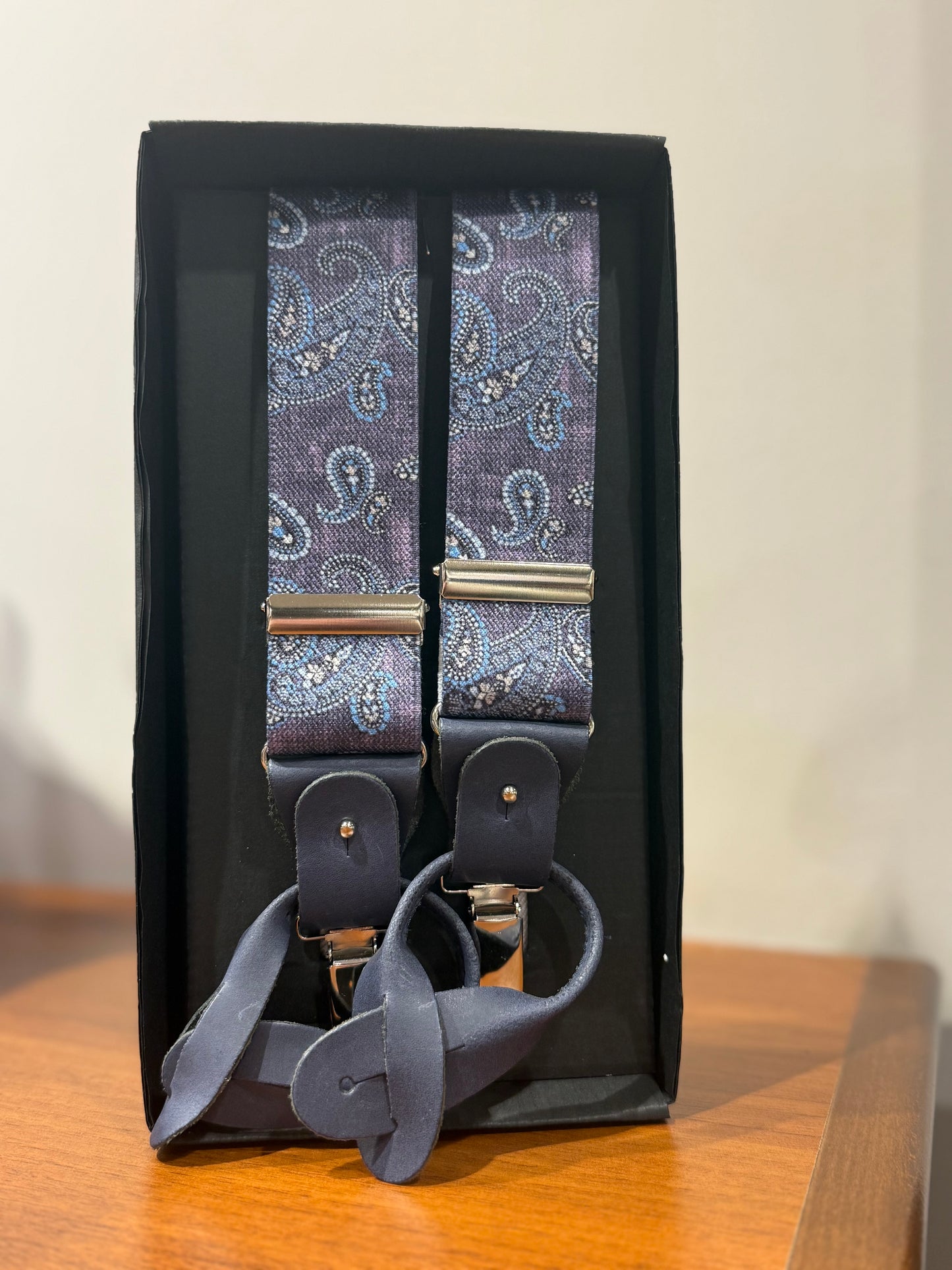 Bretella viola con disegno cashmere