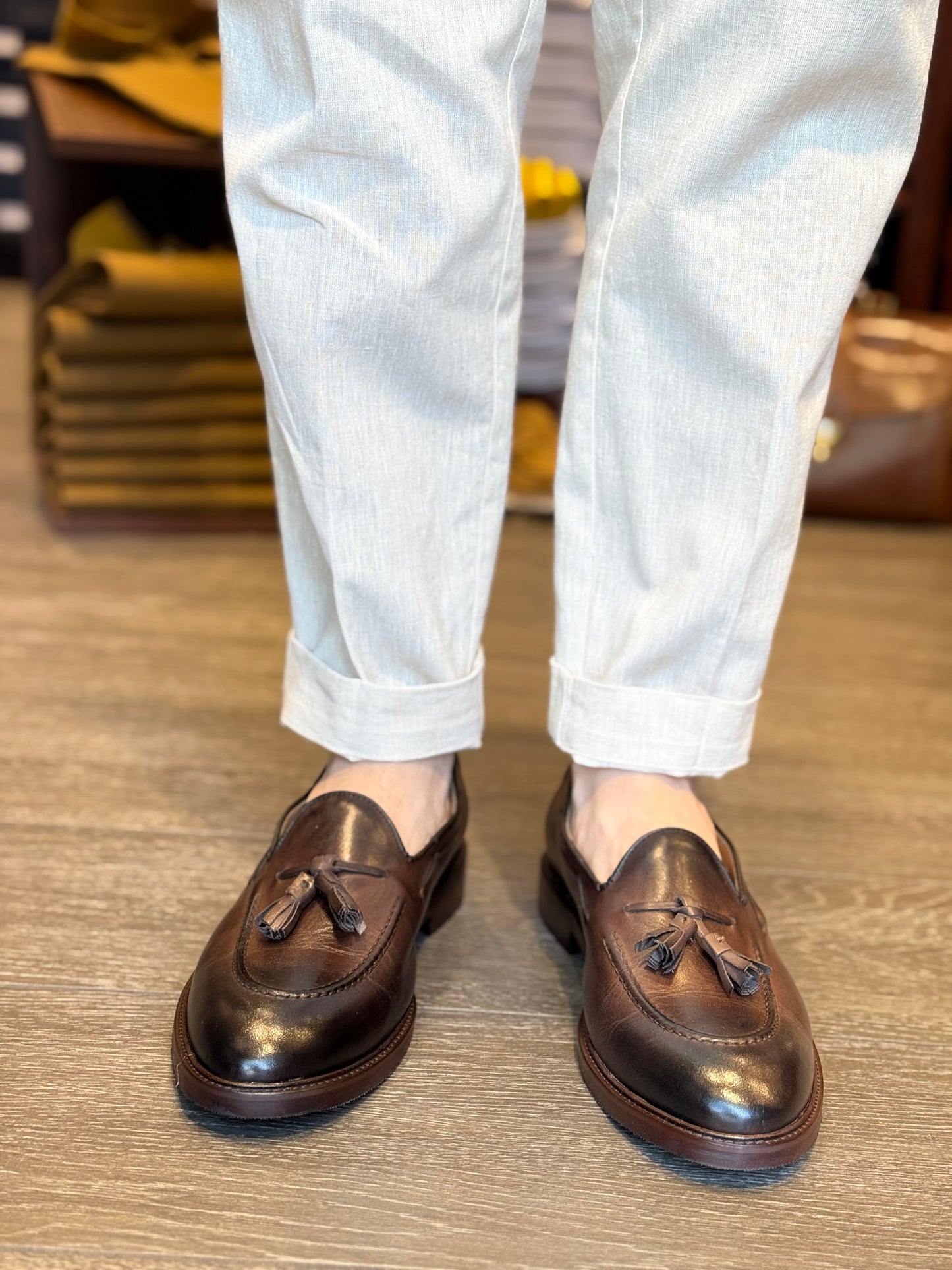 Pantalone lino con pinces