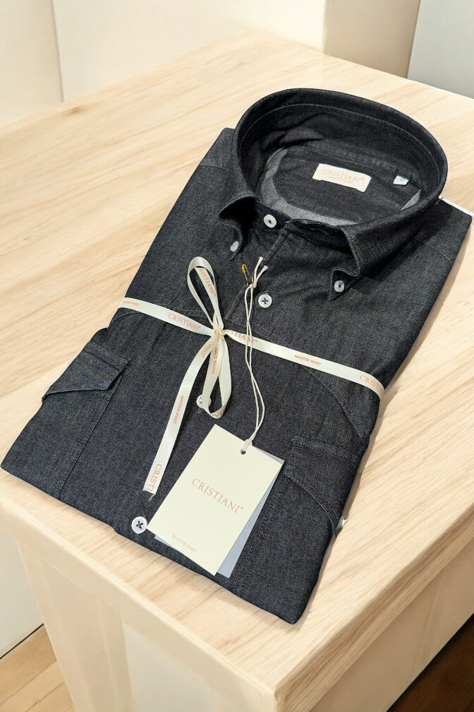 Camicia texana in jeans grigio