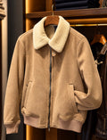 Bomber in suede con collo shearling