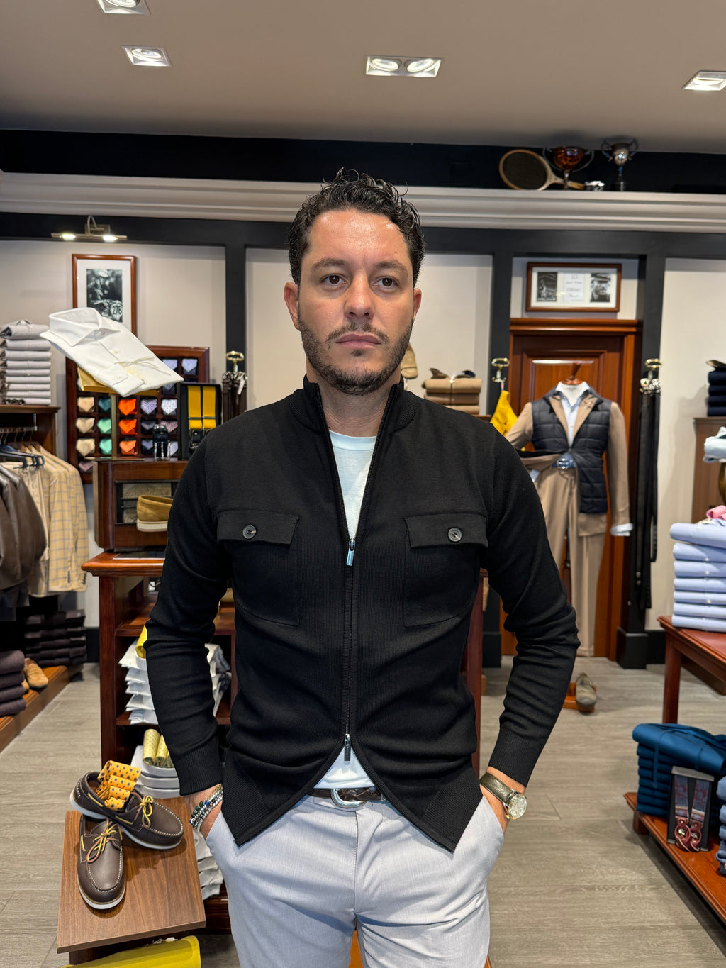 Cardigan full zip con tasche