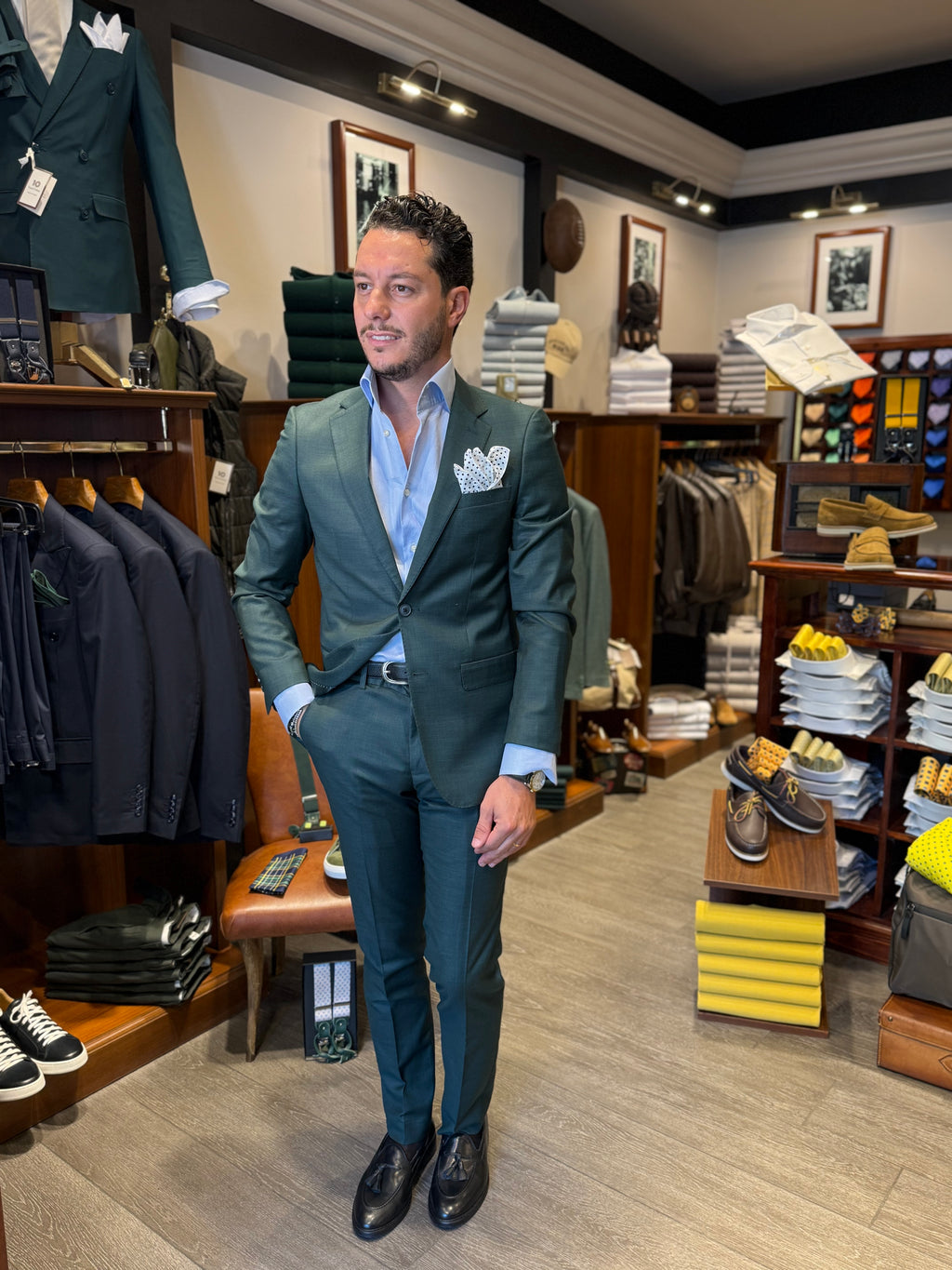 Abito mono petto verde grisaglia