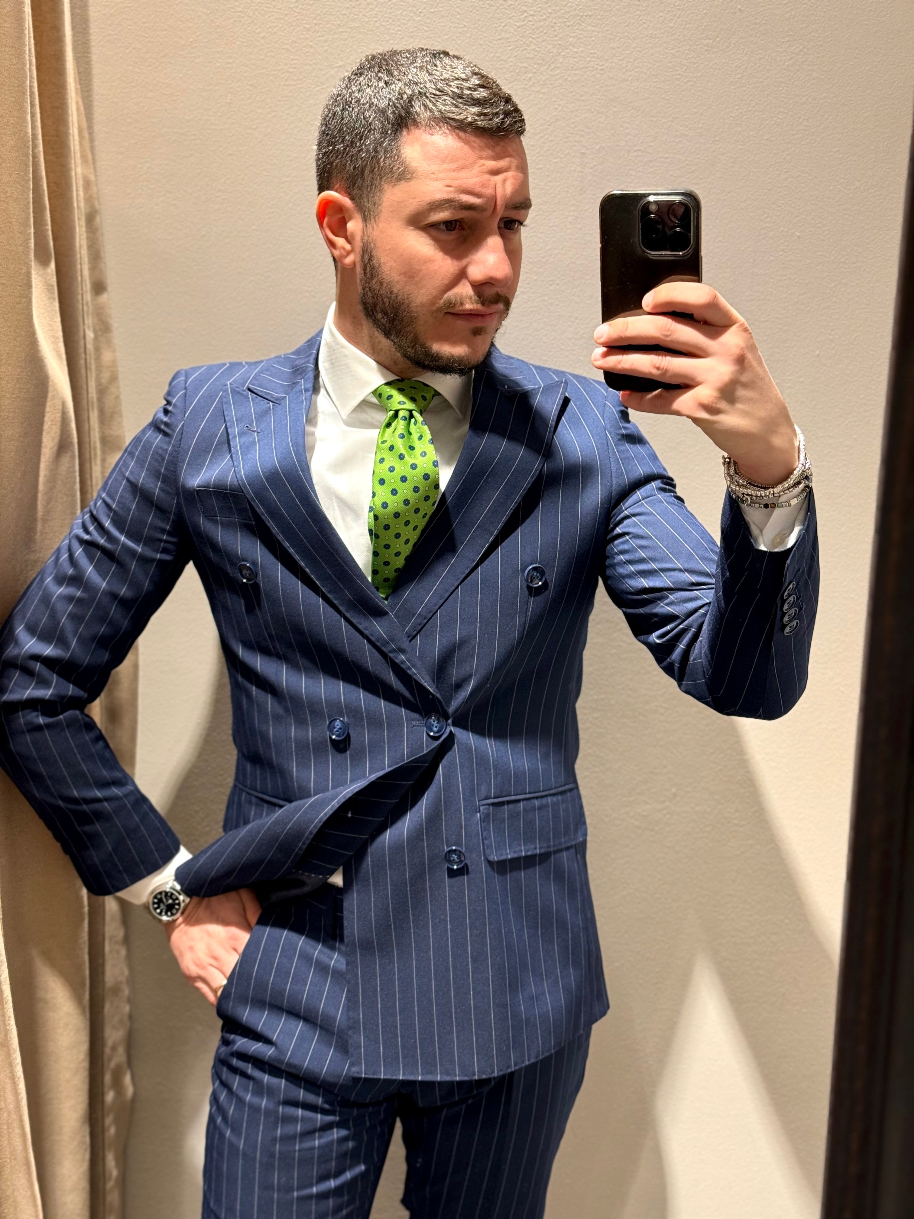 Abito Doppio petto gessato rever lancia