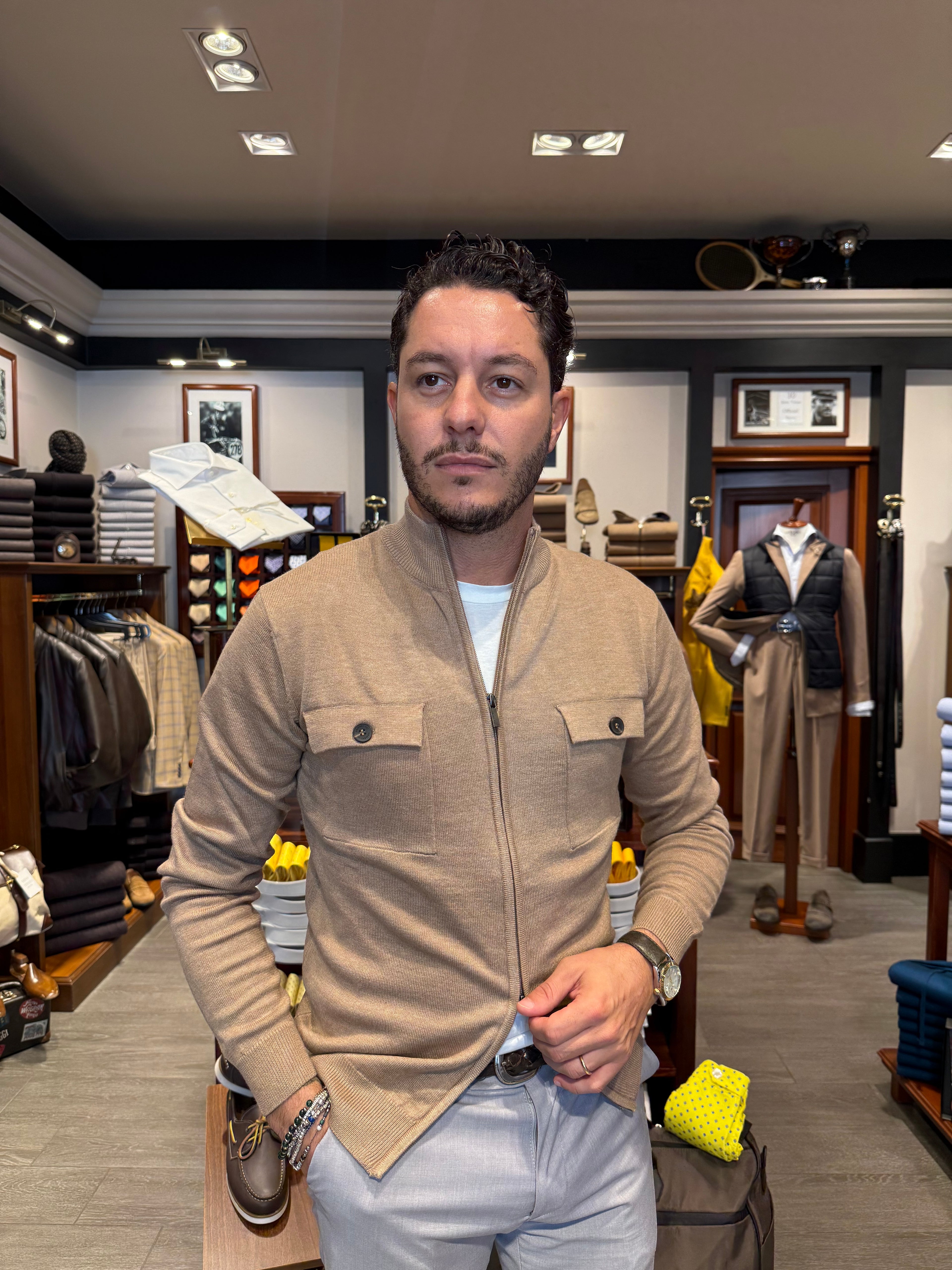 Cardigan full zip con tasche