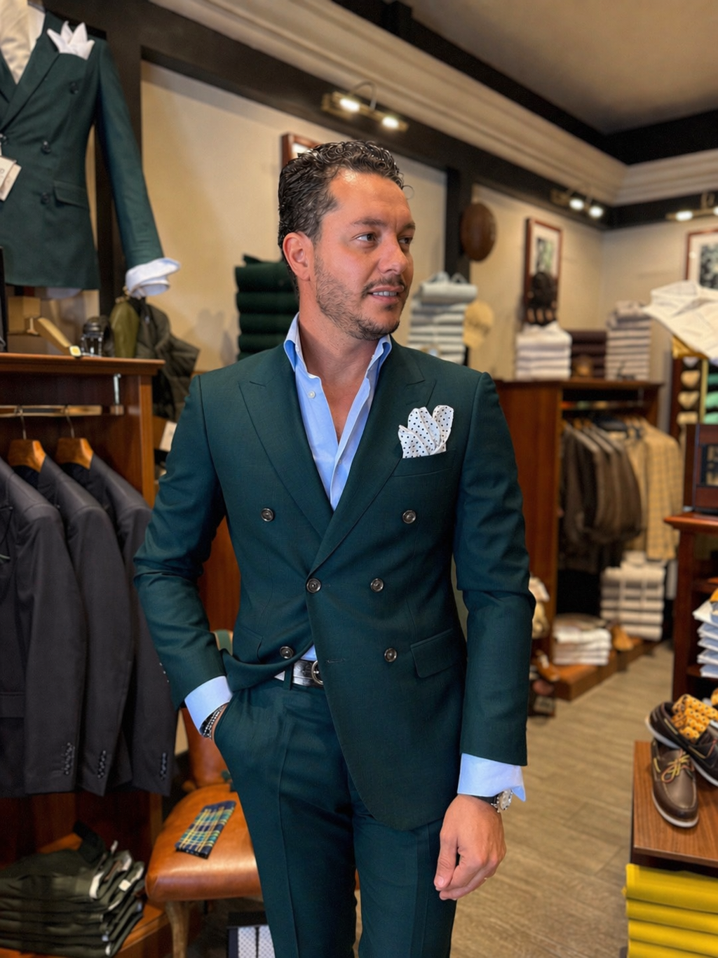 Abito doppio petto verde petrolio