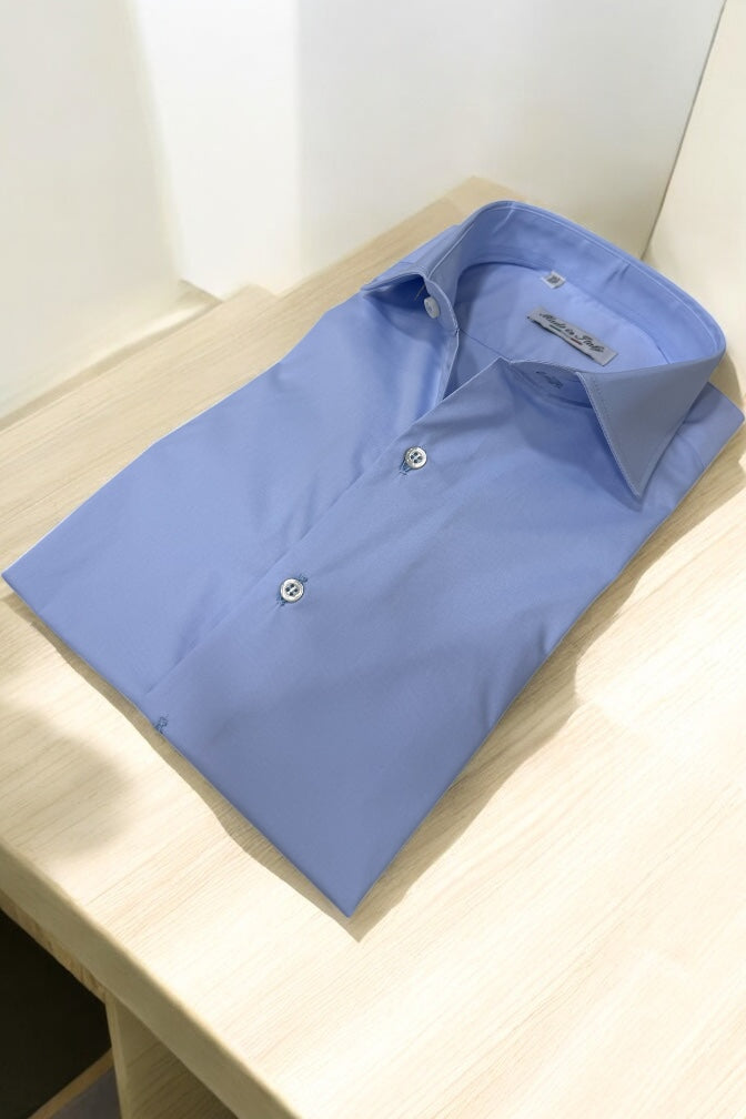 Camicia celeste in cotone