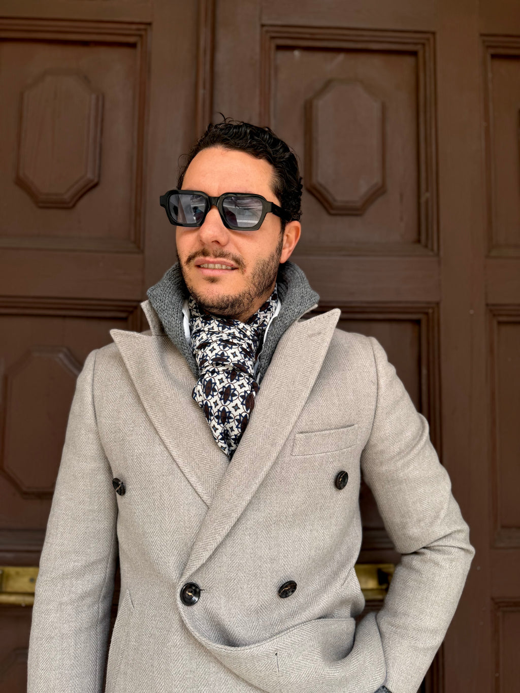 Cappotto doppio petto spigato beige