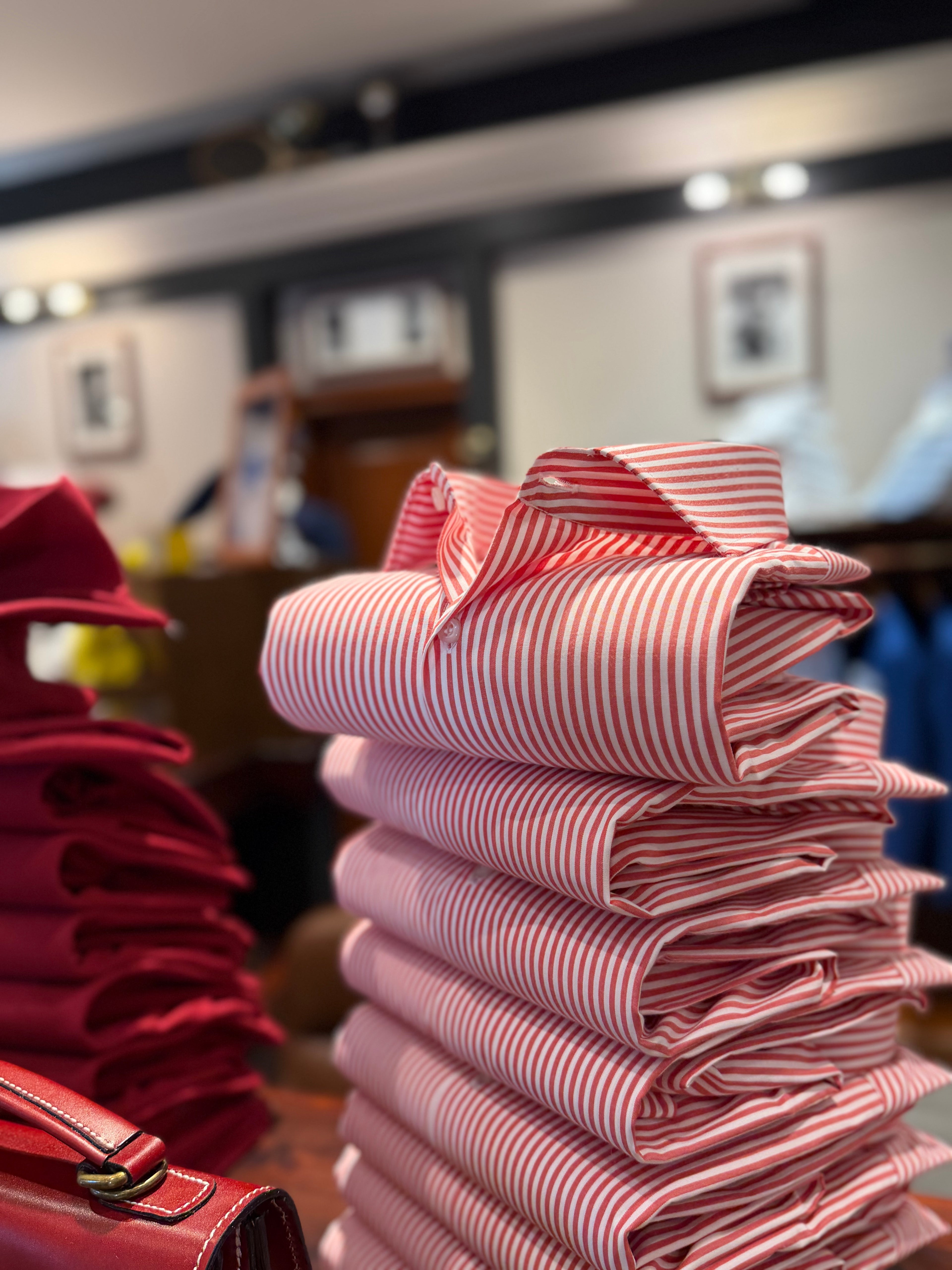 Camicia Riga stretta rossa