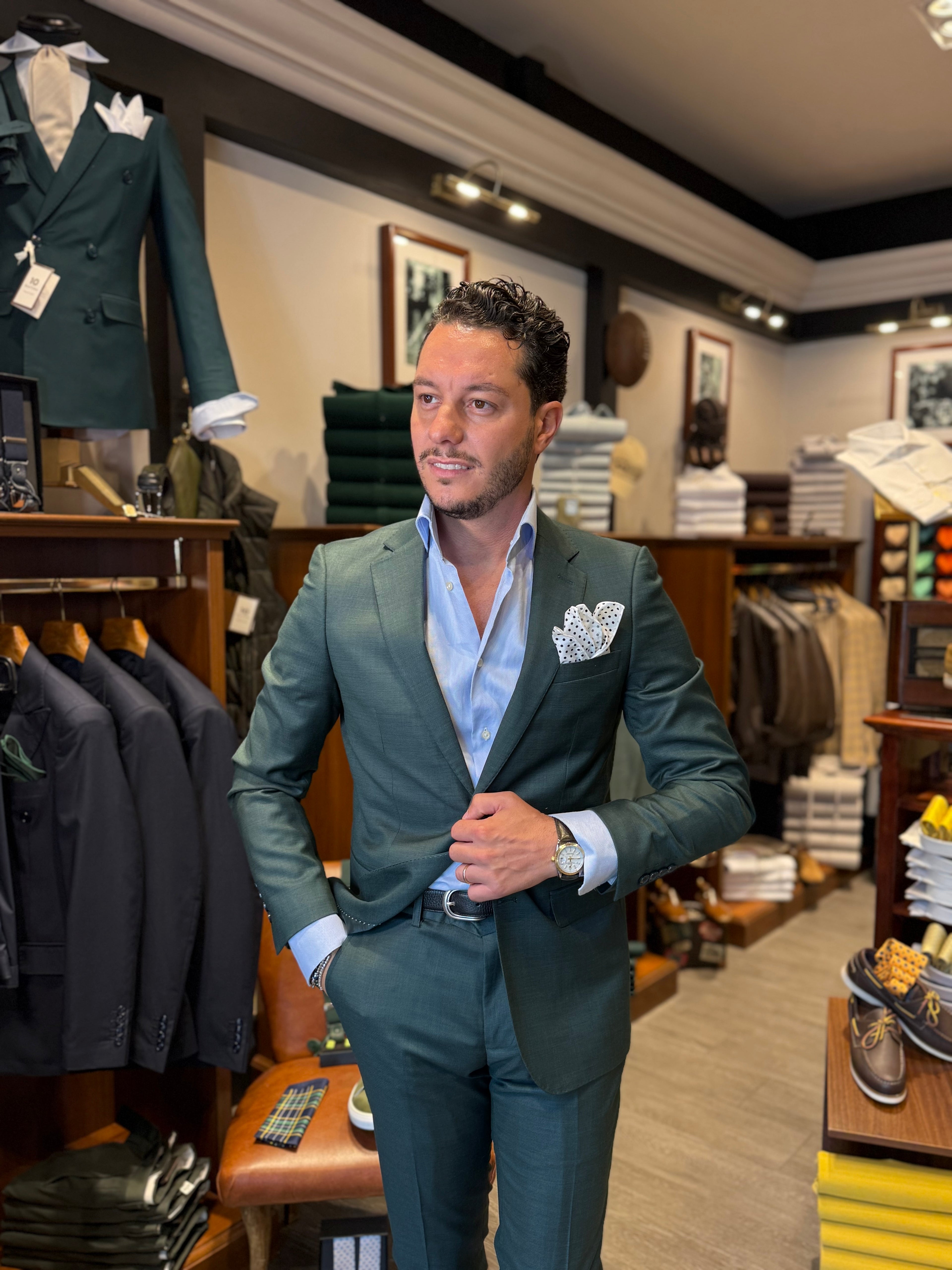 Abito mono petto verde grisaglia