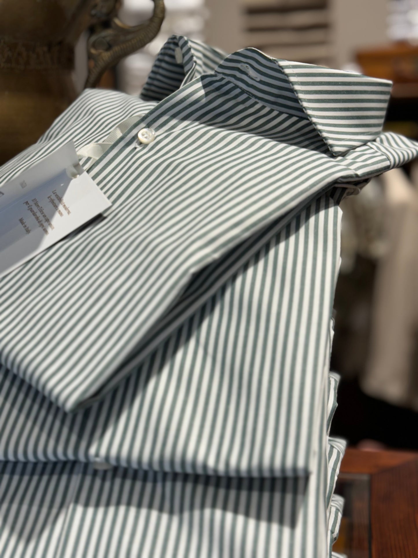 Camicia Riga stretta verde