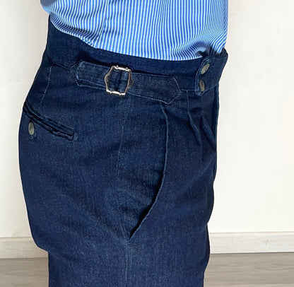 PANT DENIM VITA ALTA BLU SCURO