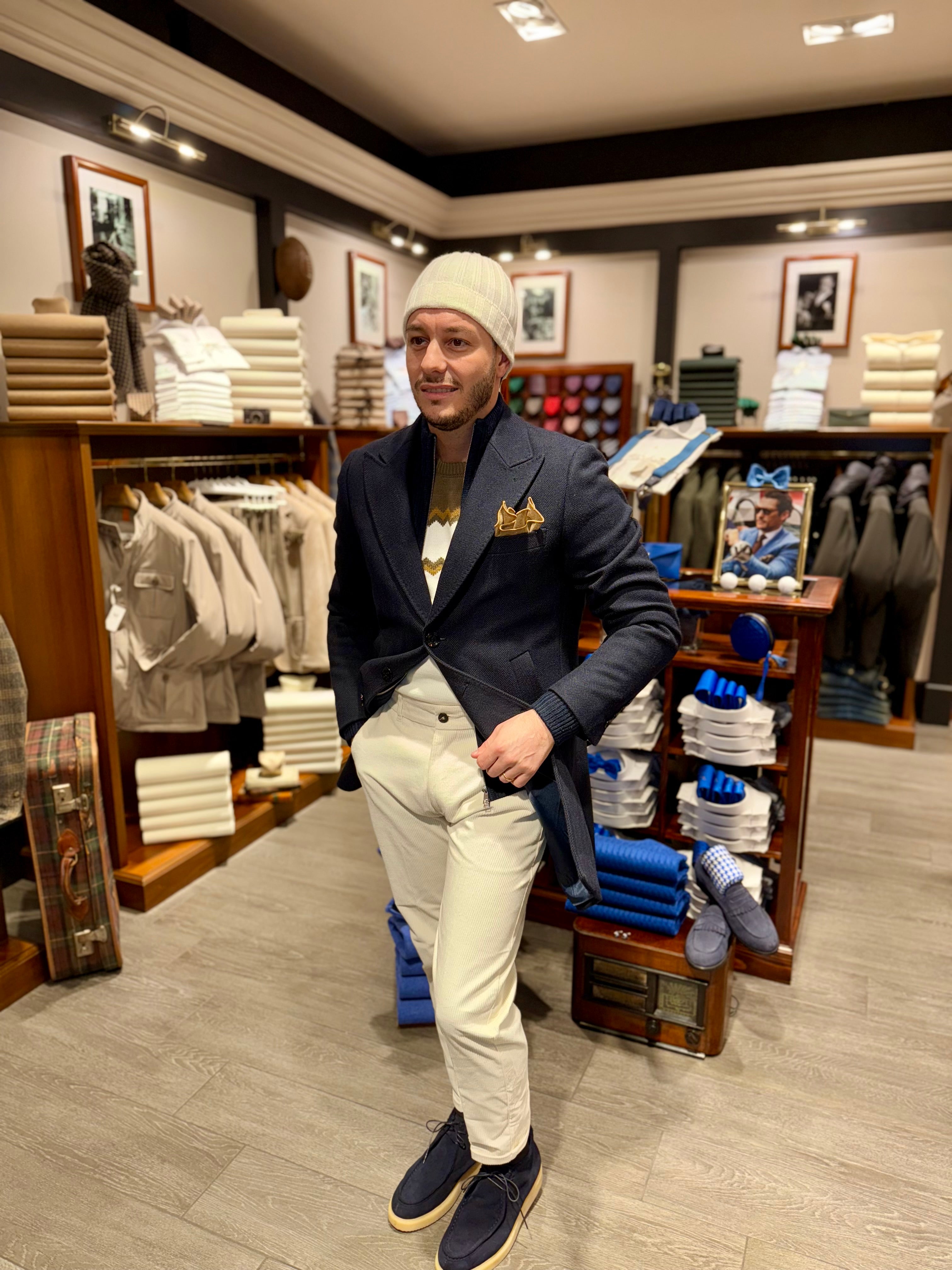 Cappotto mono petto spigato blu