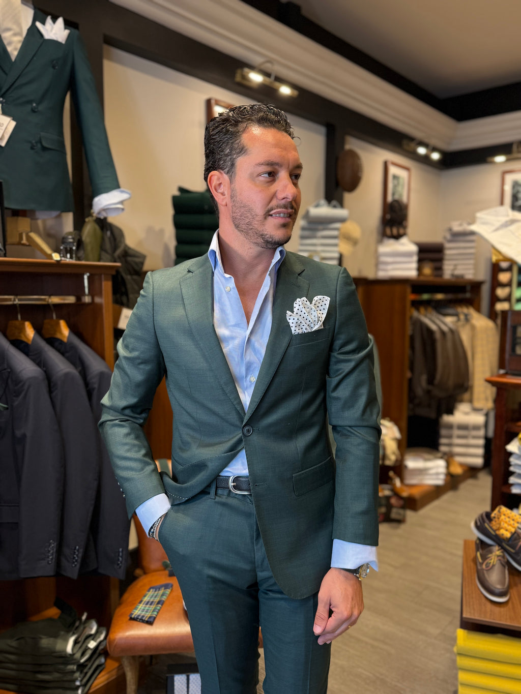 Abito mono petto verde grisaglia