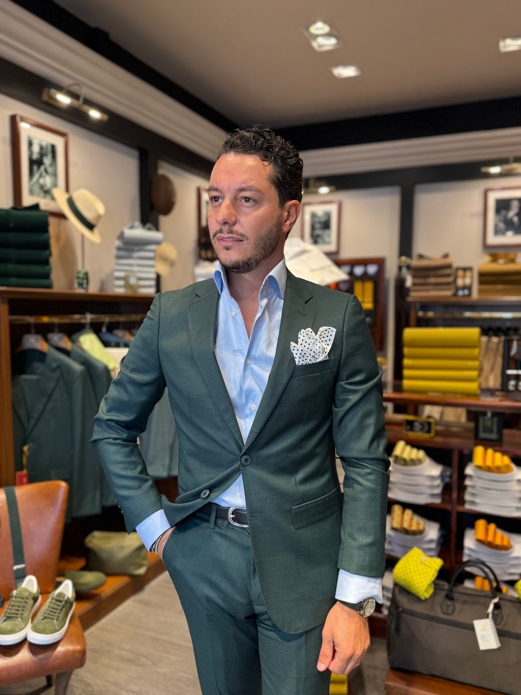 Abito mono petto verde grisaglia