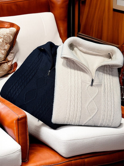 Maglia treccia con zip