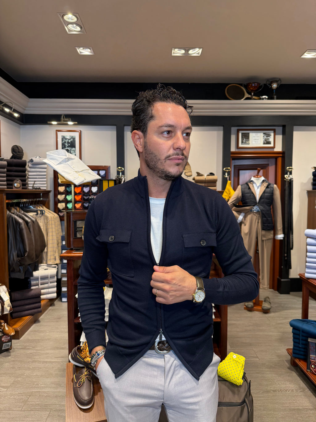 Cardigan full zip con tasche