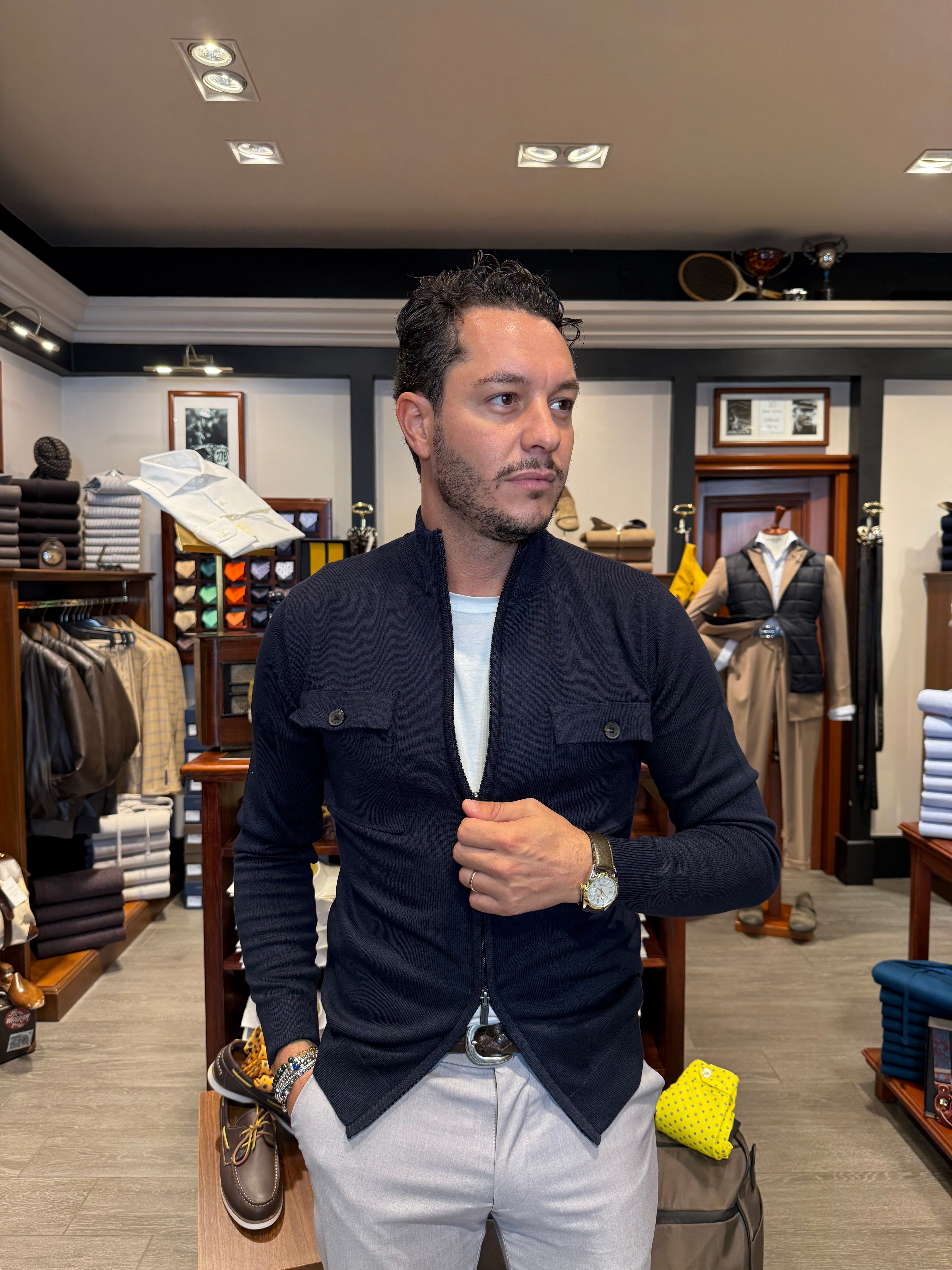 Cardigan full zip con tasche