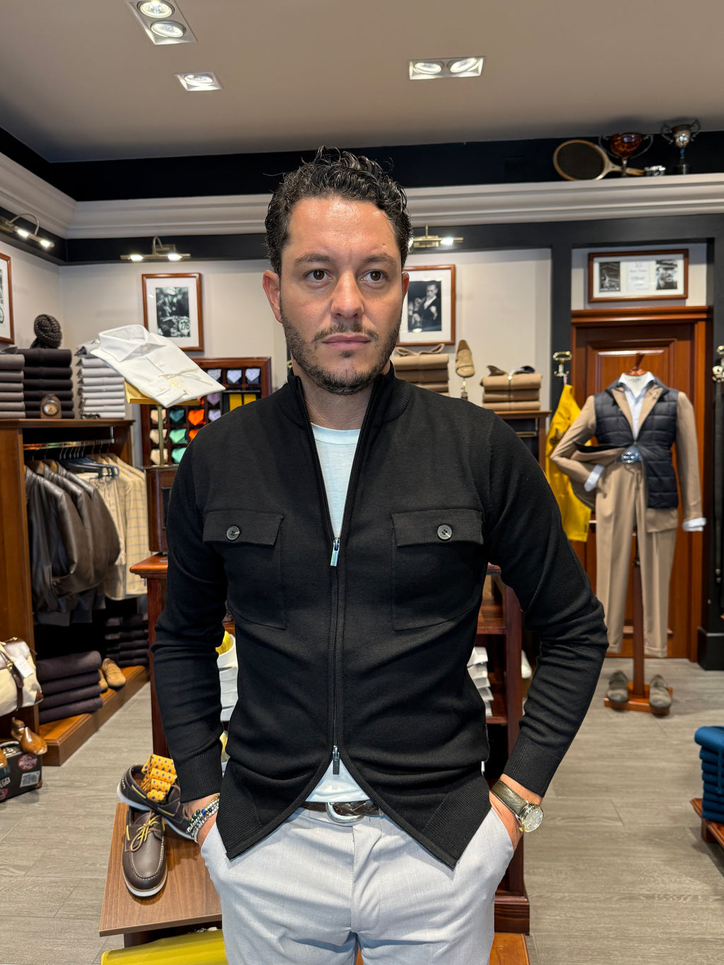 Cardigan full zip con tasche