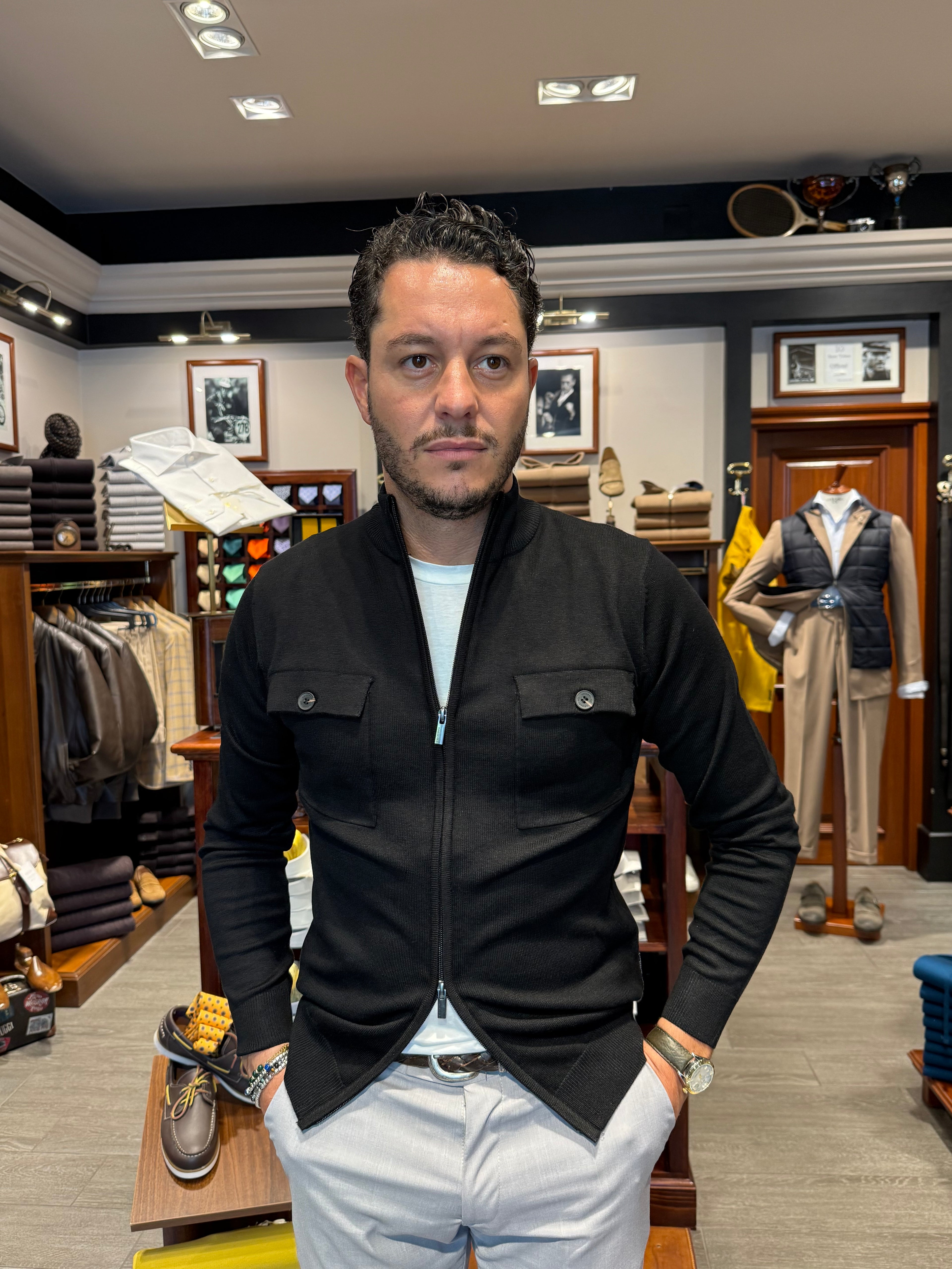 Cardigan full zip con tasche