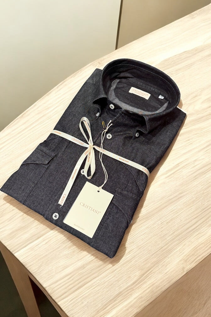 Camicia texana in jeans grigio