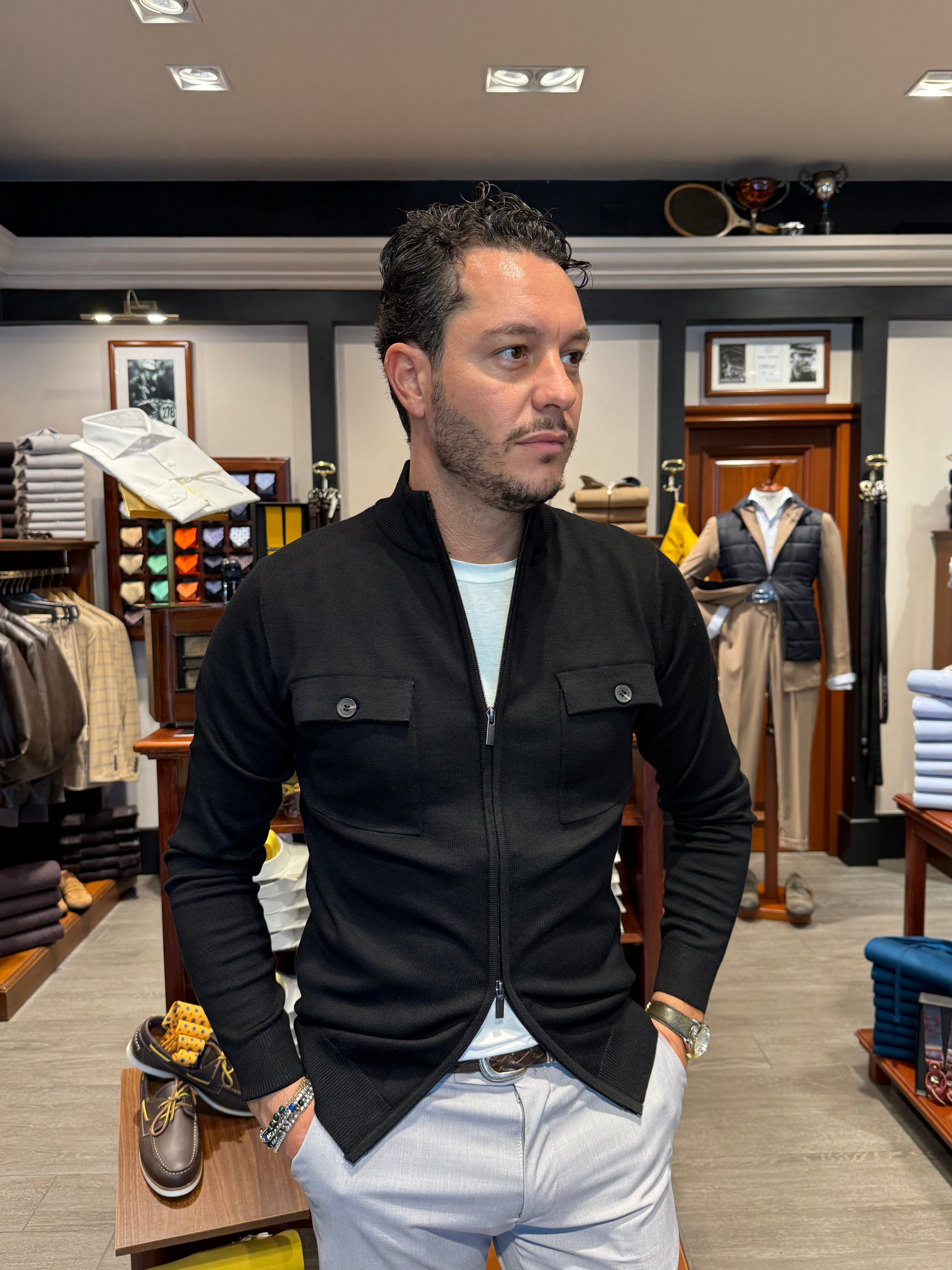 Cardigan full zip con tasche