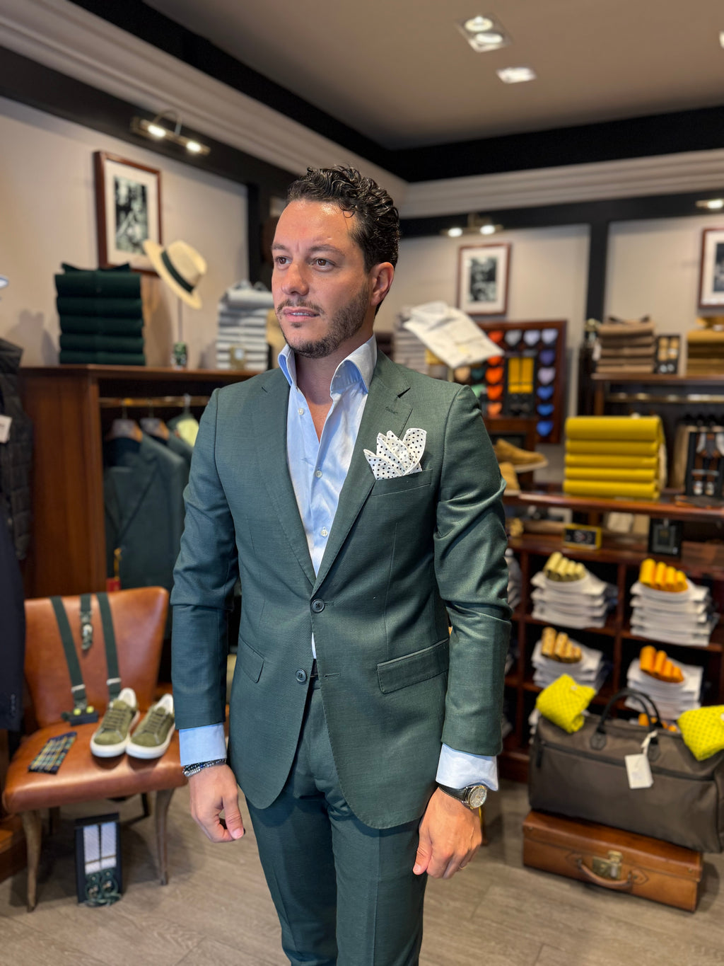 Abito mono petto verde grisaglia