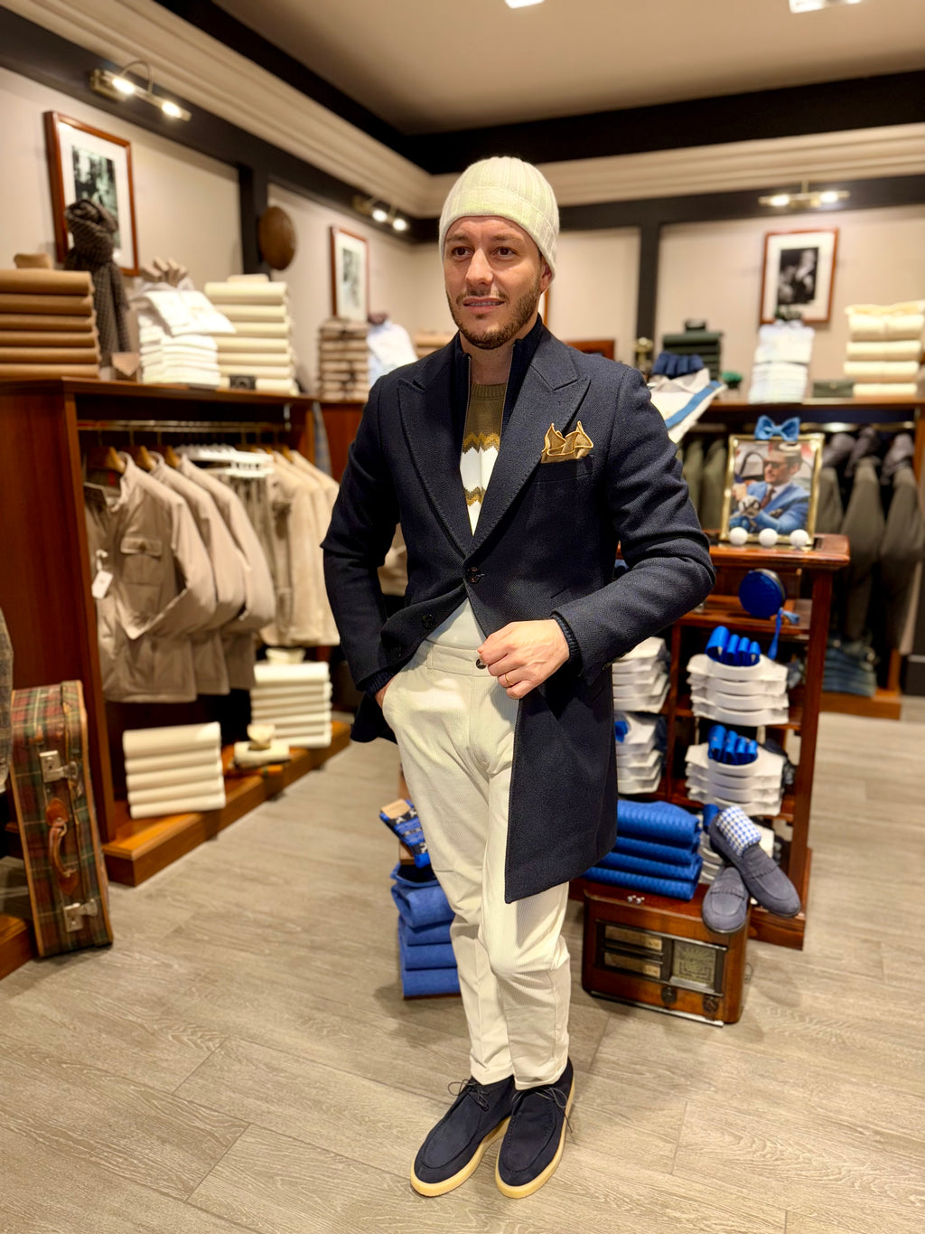 Cappotto mono petto spigato blu