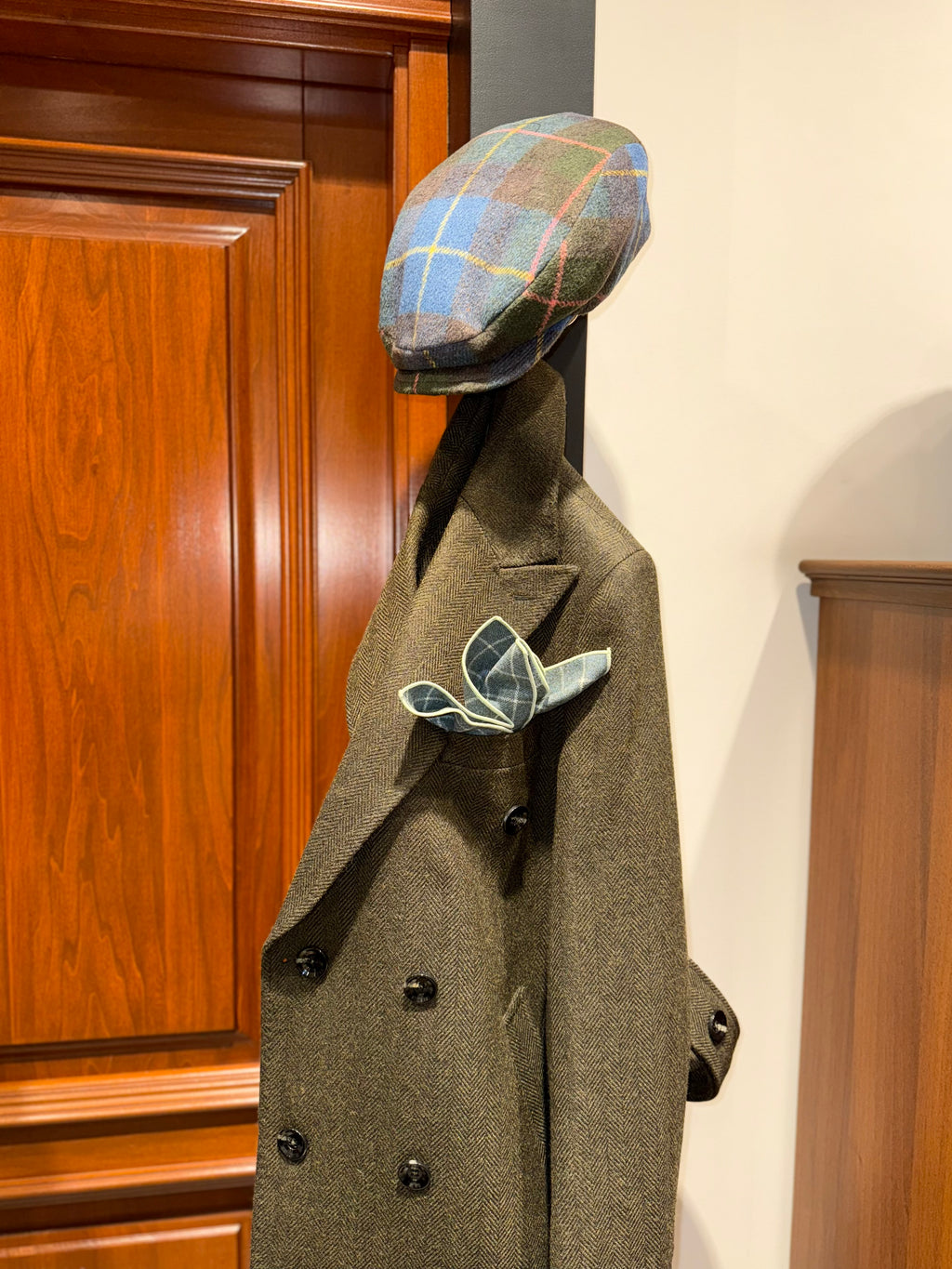 Cappotto doppio petto spigato verde