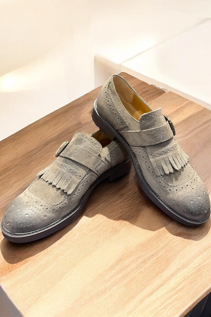 Mocassino monk strap con frange