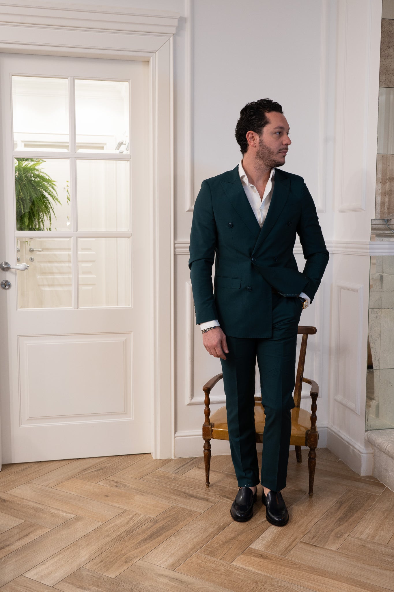 Abito doppio petto verde petrolio