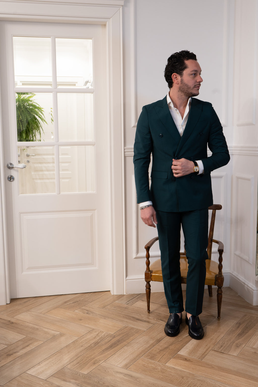 Abito doppio petto verde petrolio