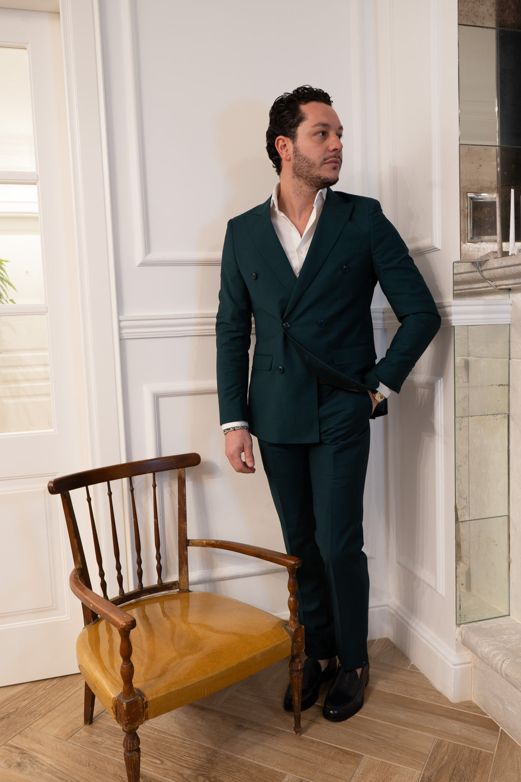 Abito doppio petto verde petrolio