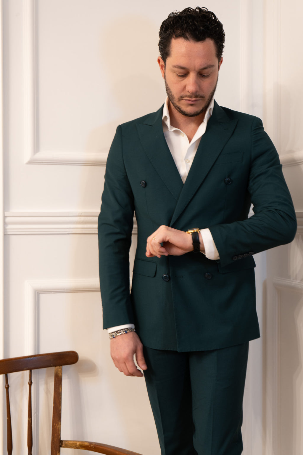 Abito doppio petto verde petrolio