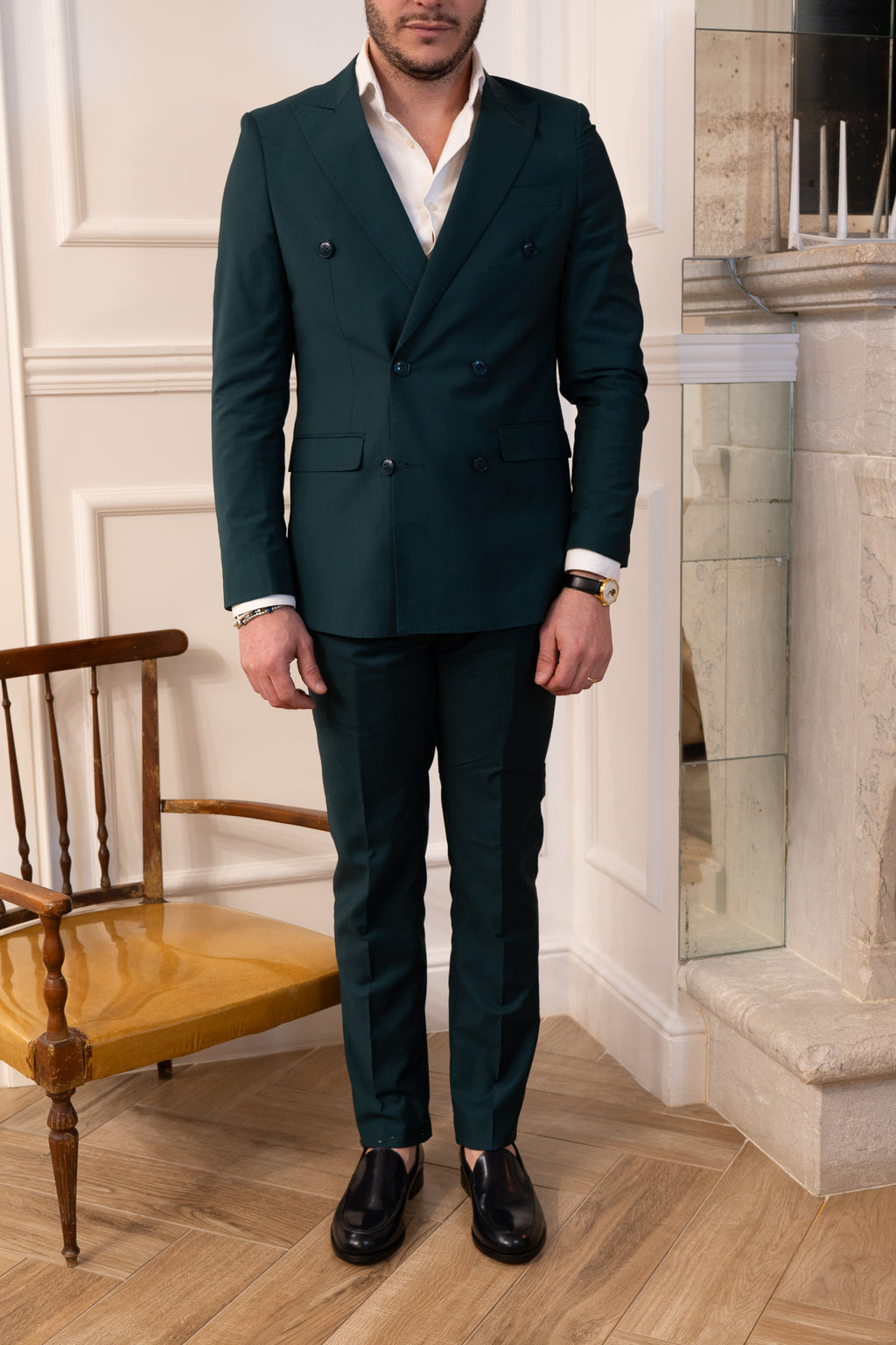 Abito doppio petto verde petrolio