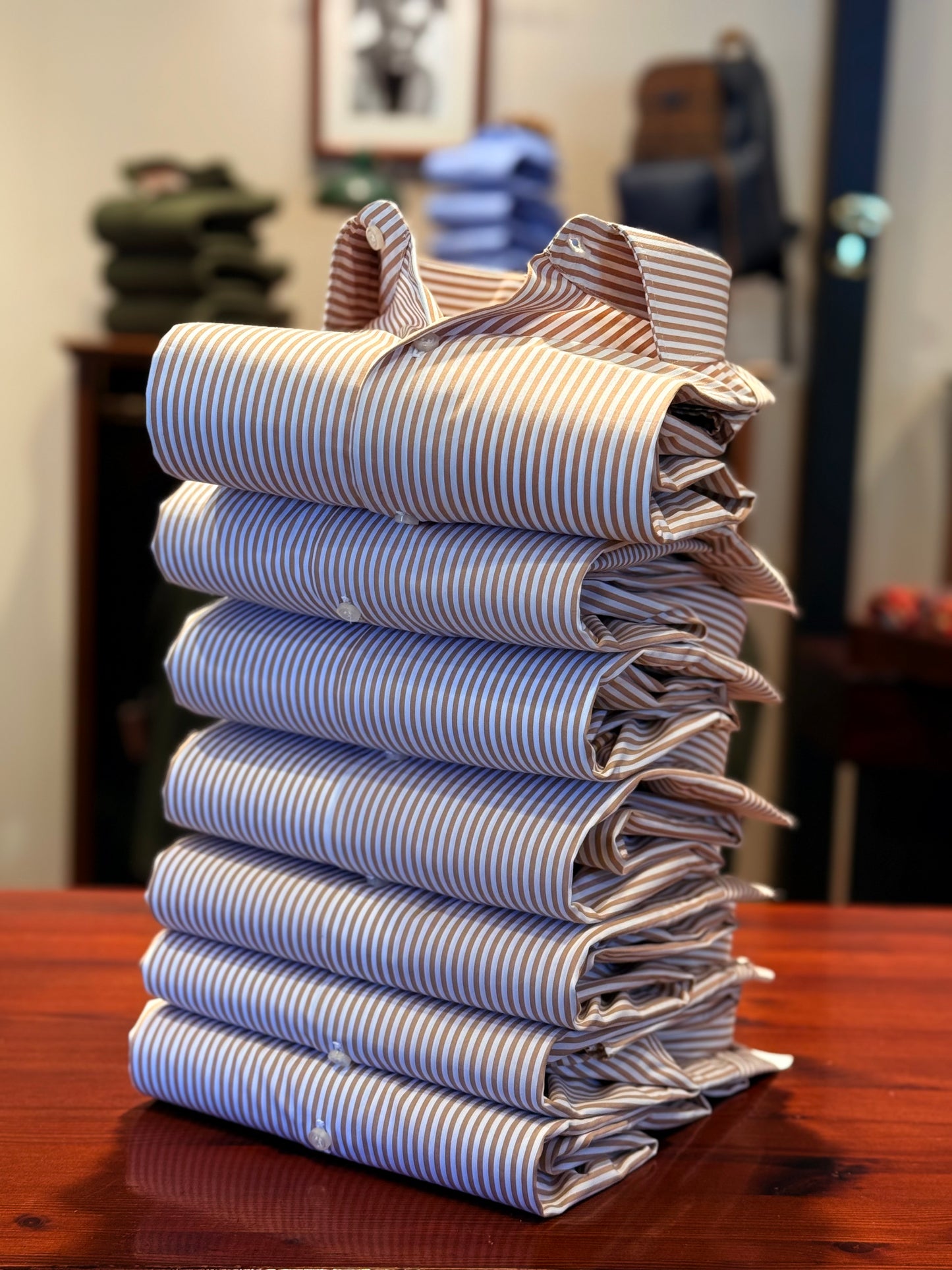 Camicia riga beige