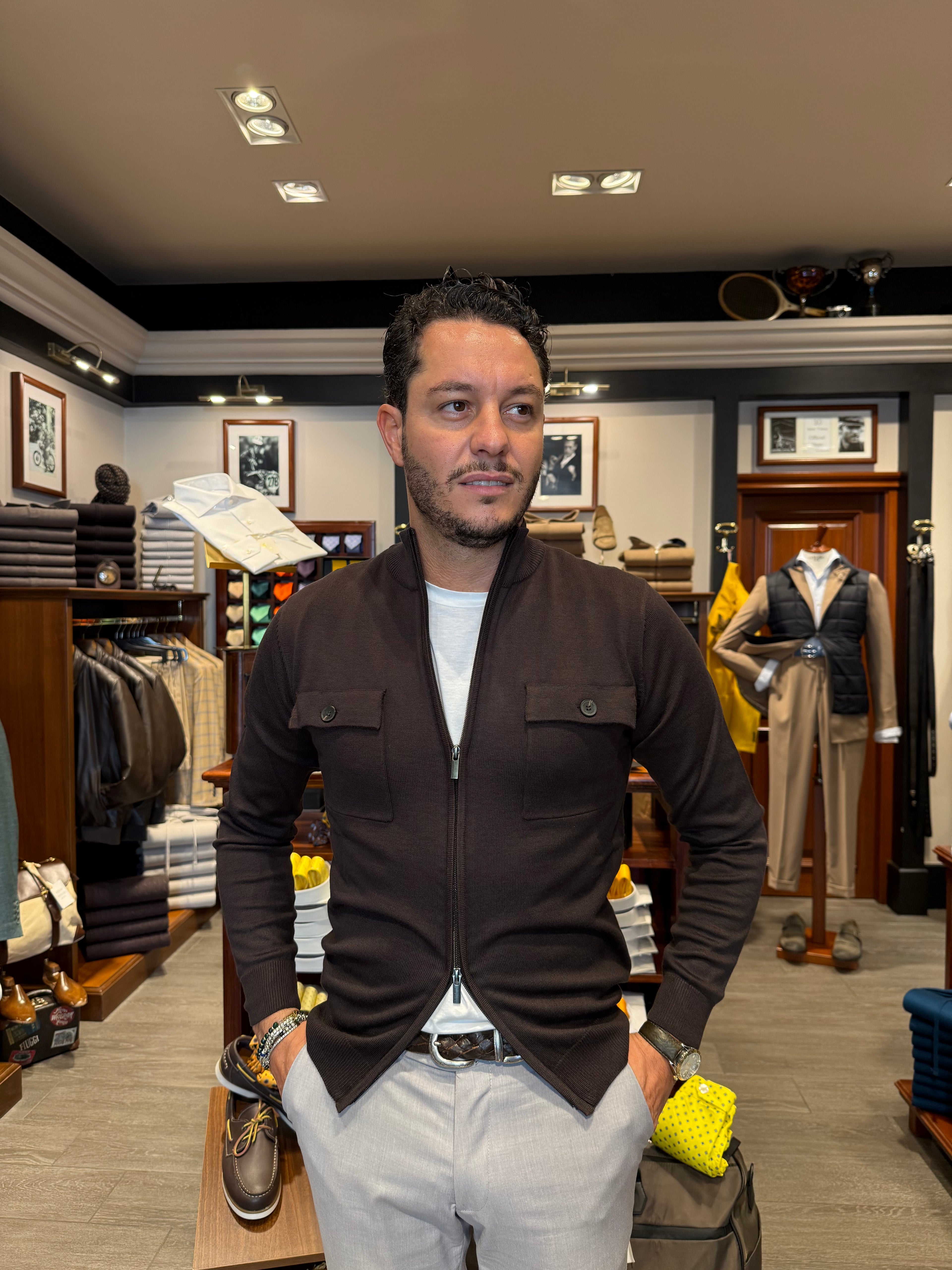 Cardigan full zip con tasche