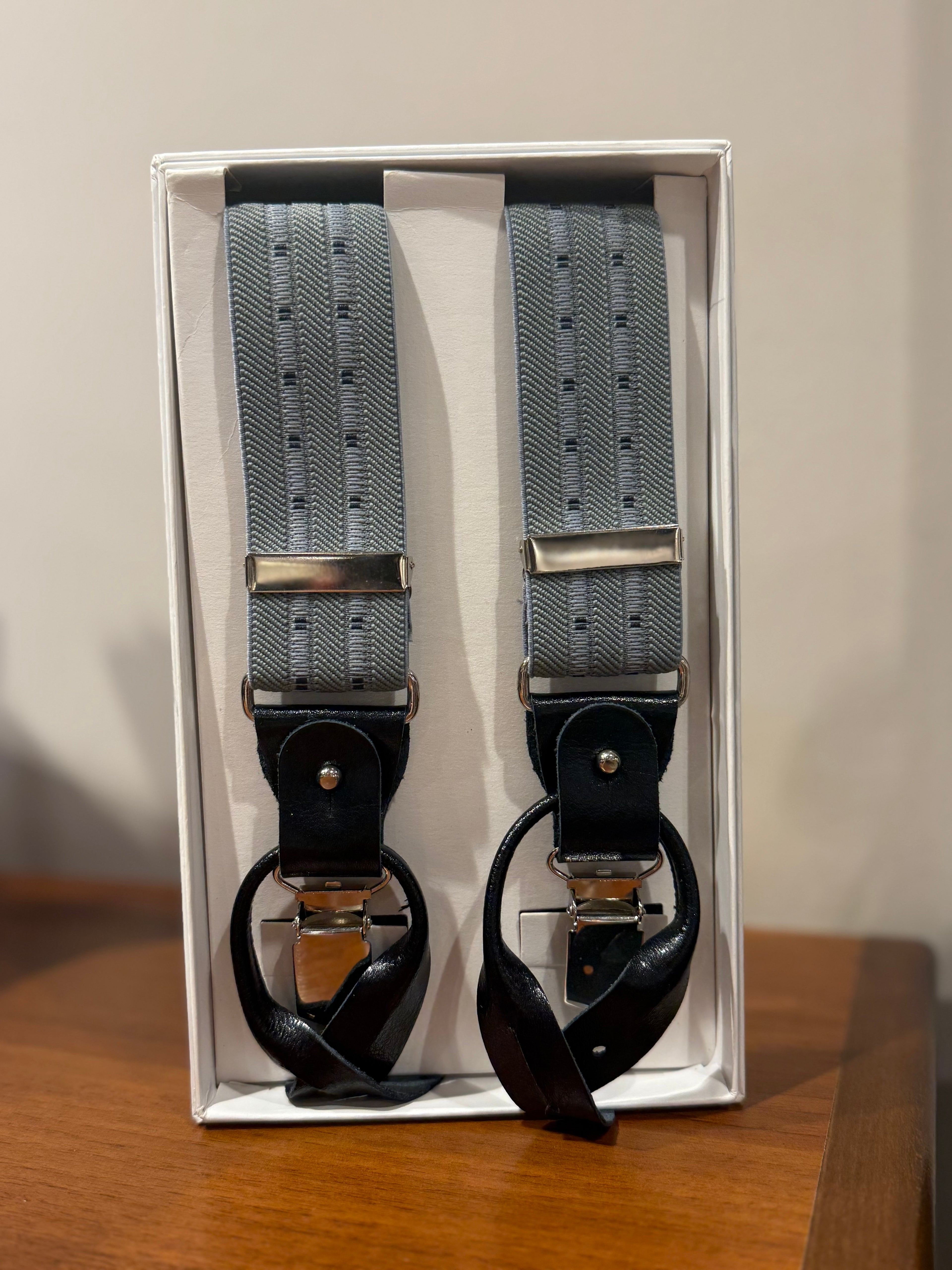 Bretelle ghiaccio pois blu