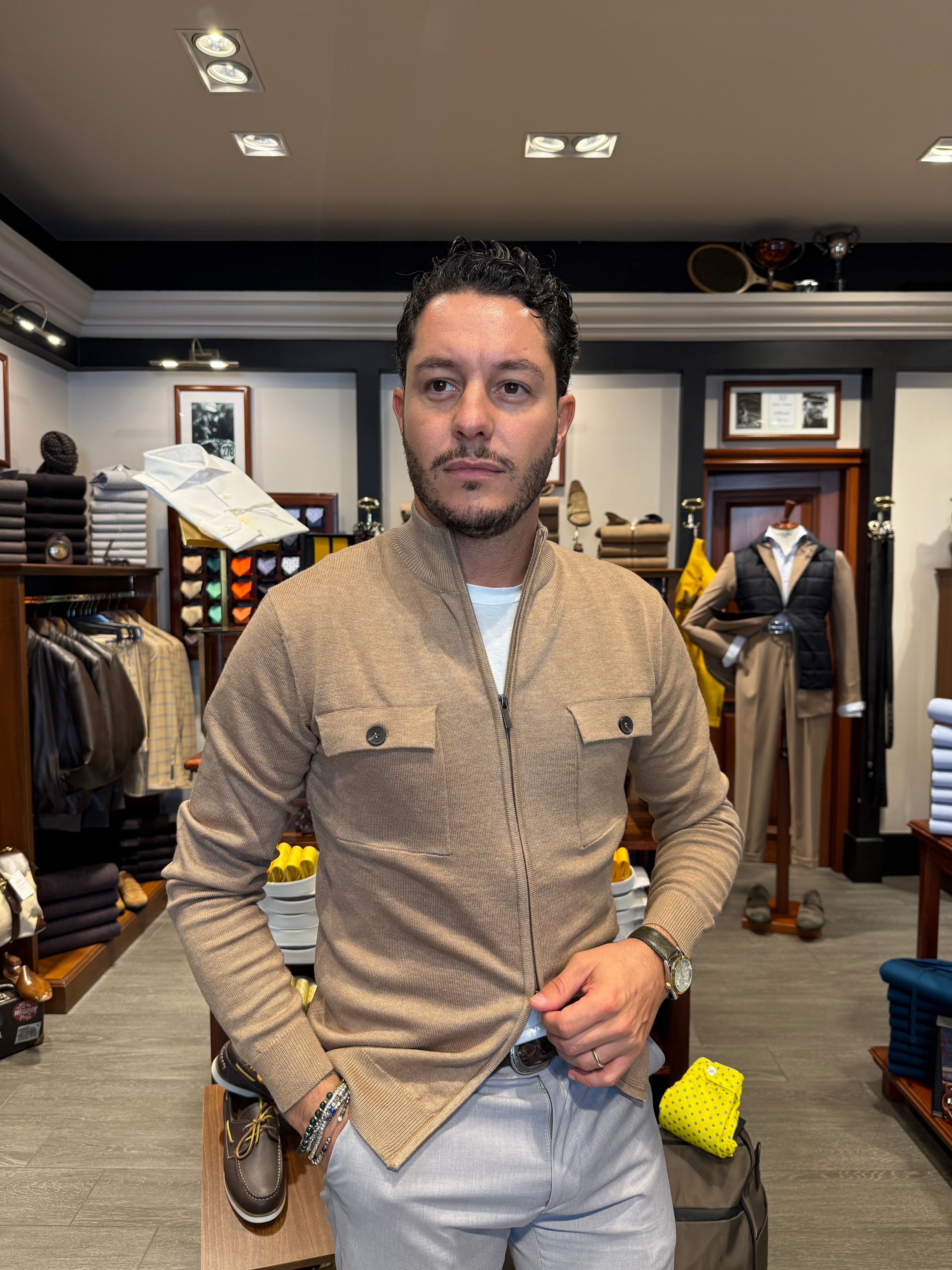 Cardigan full zip con tasche