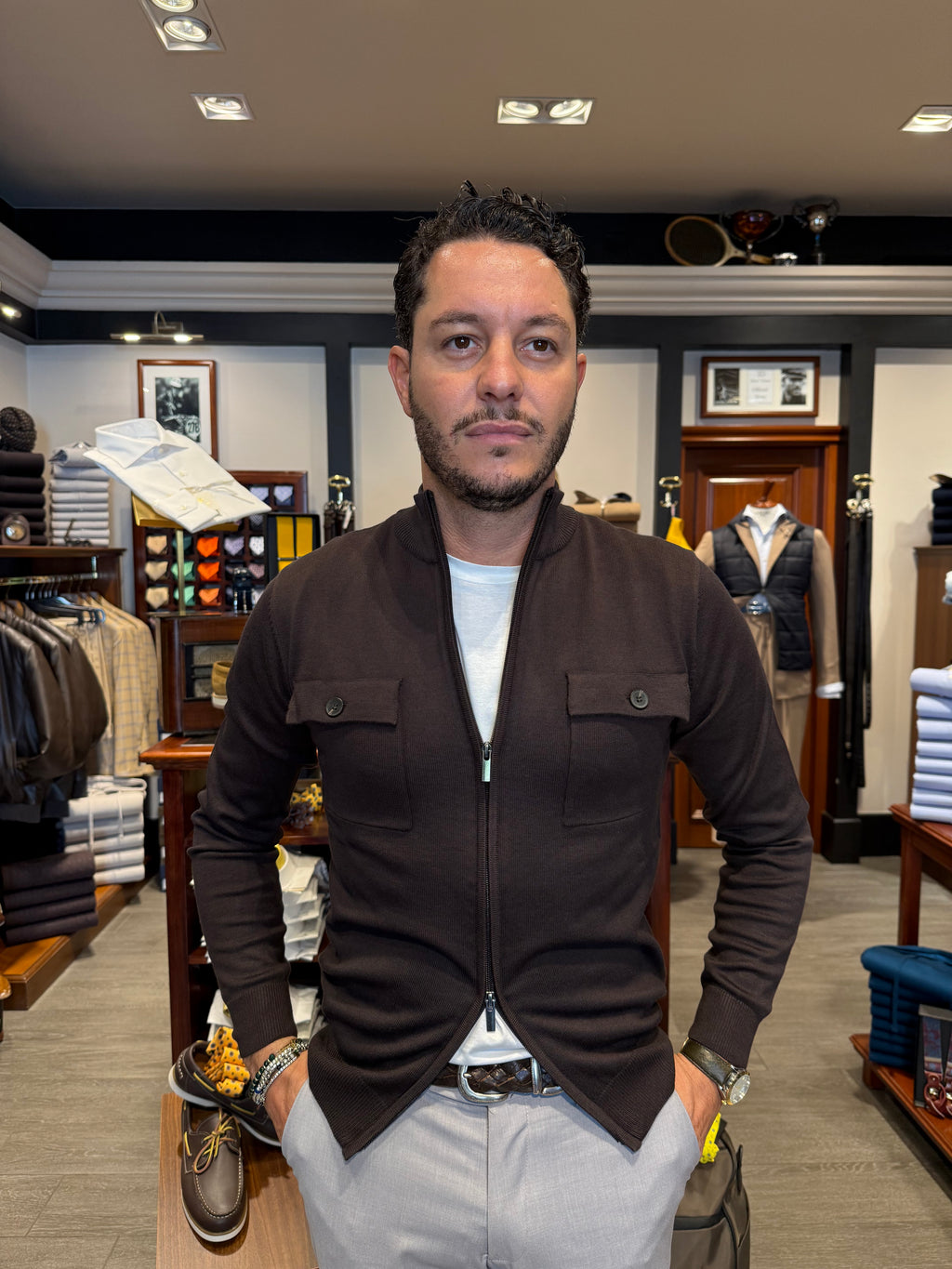 Cardigan full zip con tasche