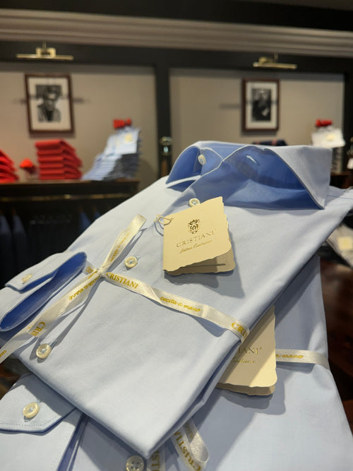 Camicia celeste doppio ritorto  Cristiani