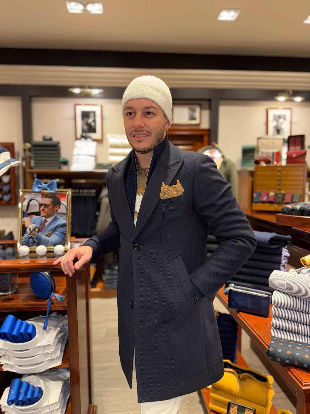 Cappotto mono petto spigato blu