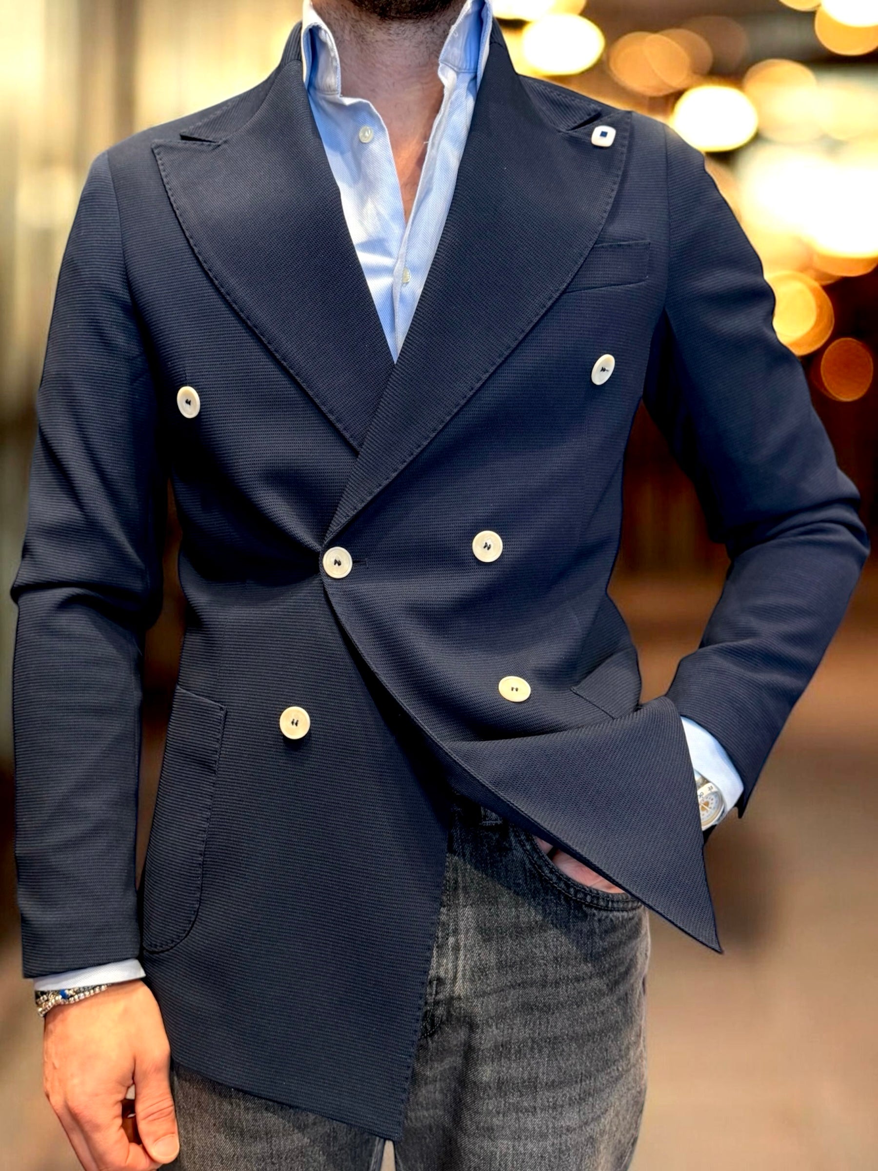 Giacca doppio petto nido d’ape