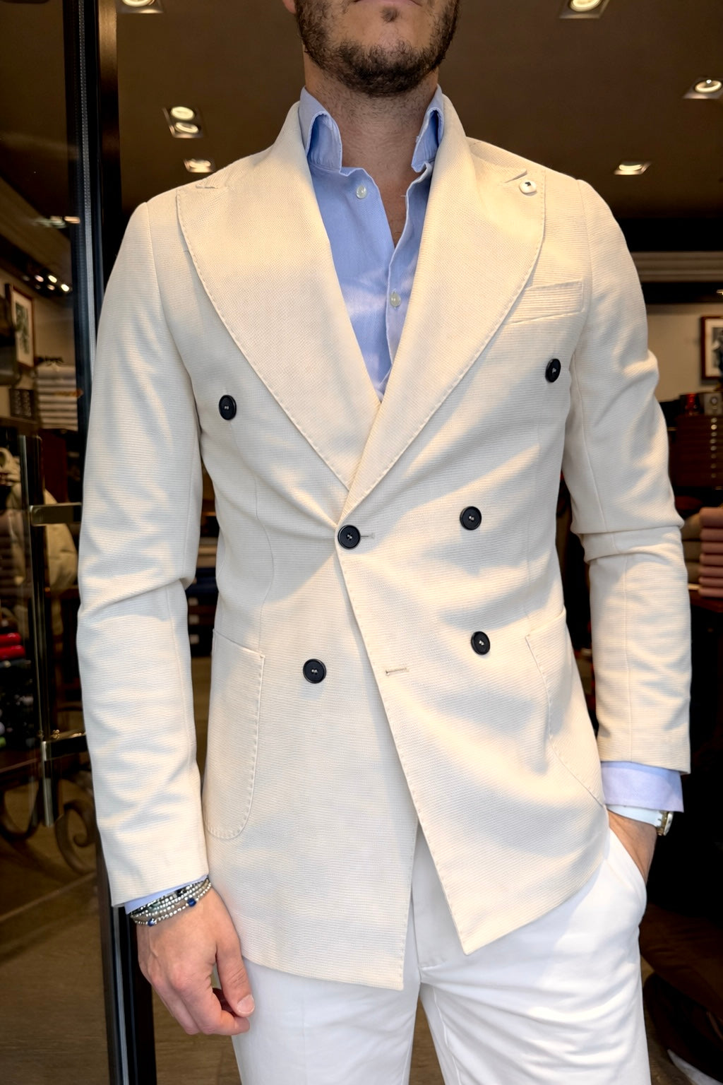 Giacca doppio petto nido d’ape