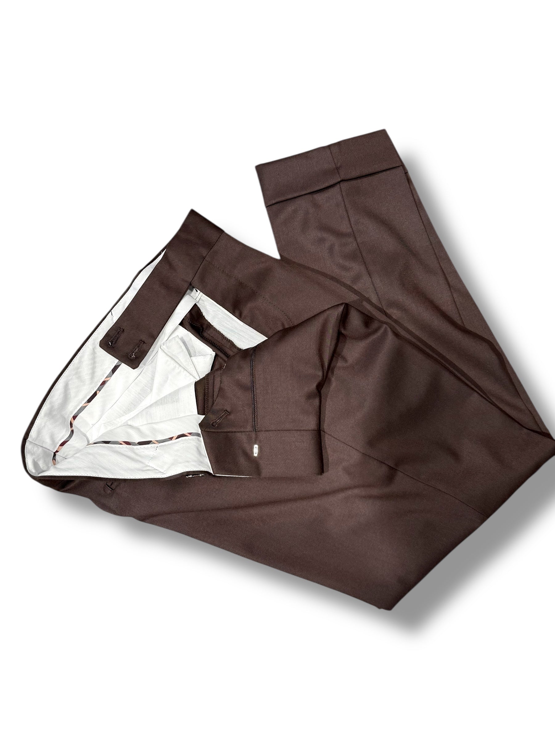 Pantalone vita alta con regolatori marrone