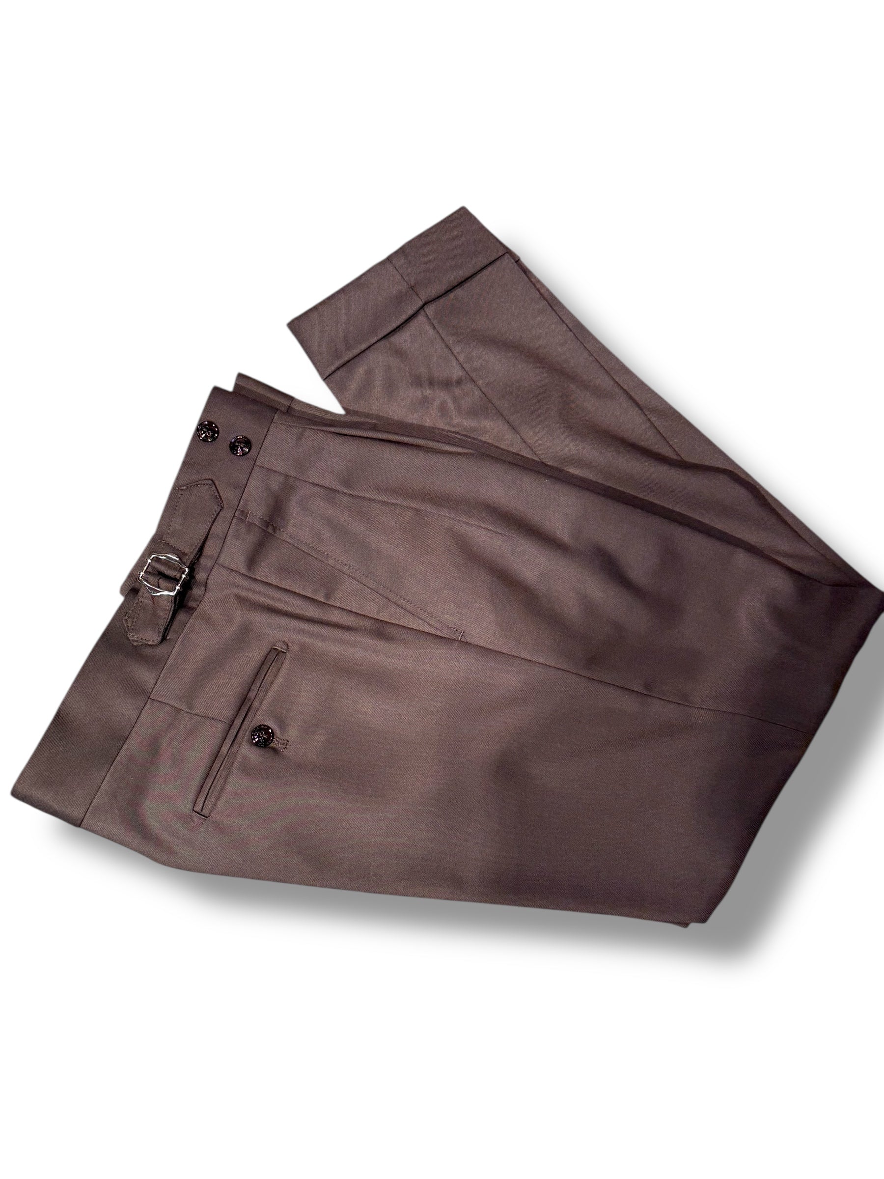 Pantalone vita alta con regolatori marrone