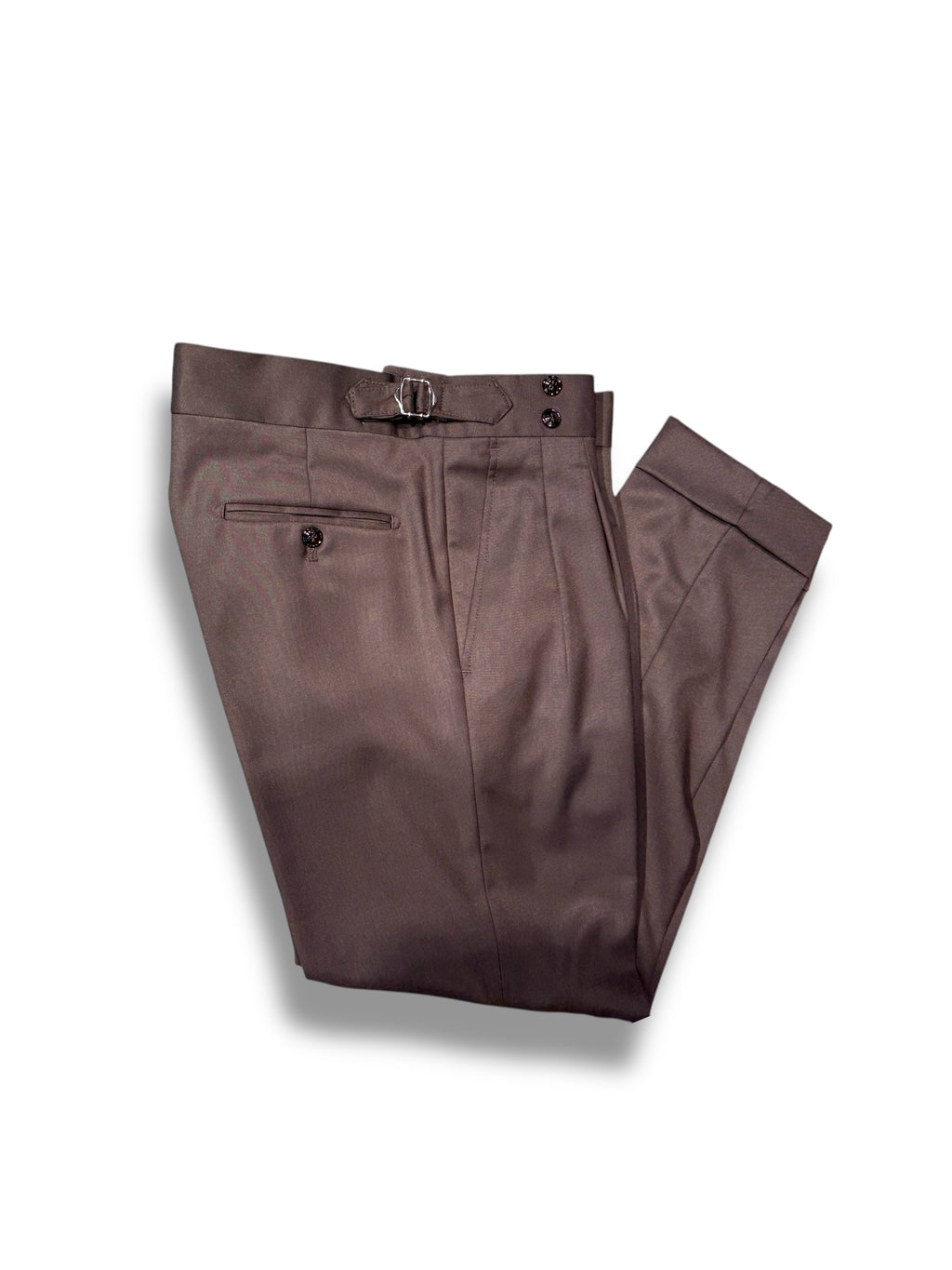 Pantalone vita alta con regolatori marrone