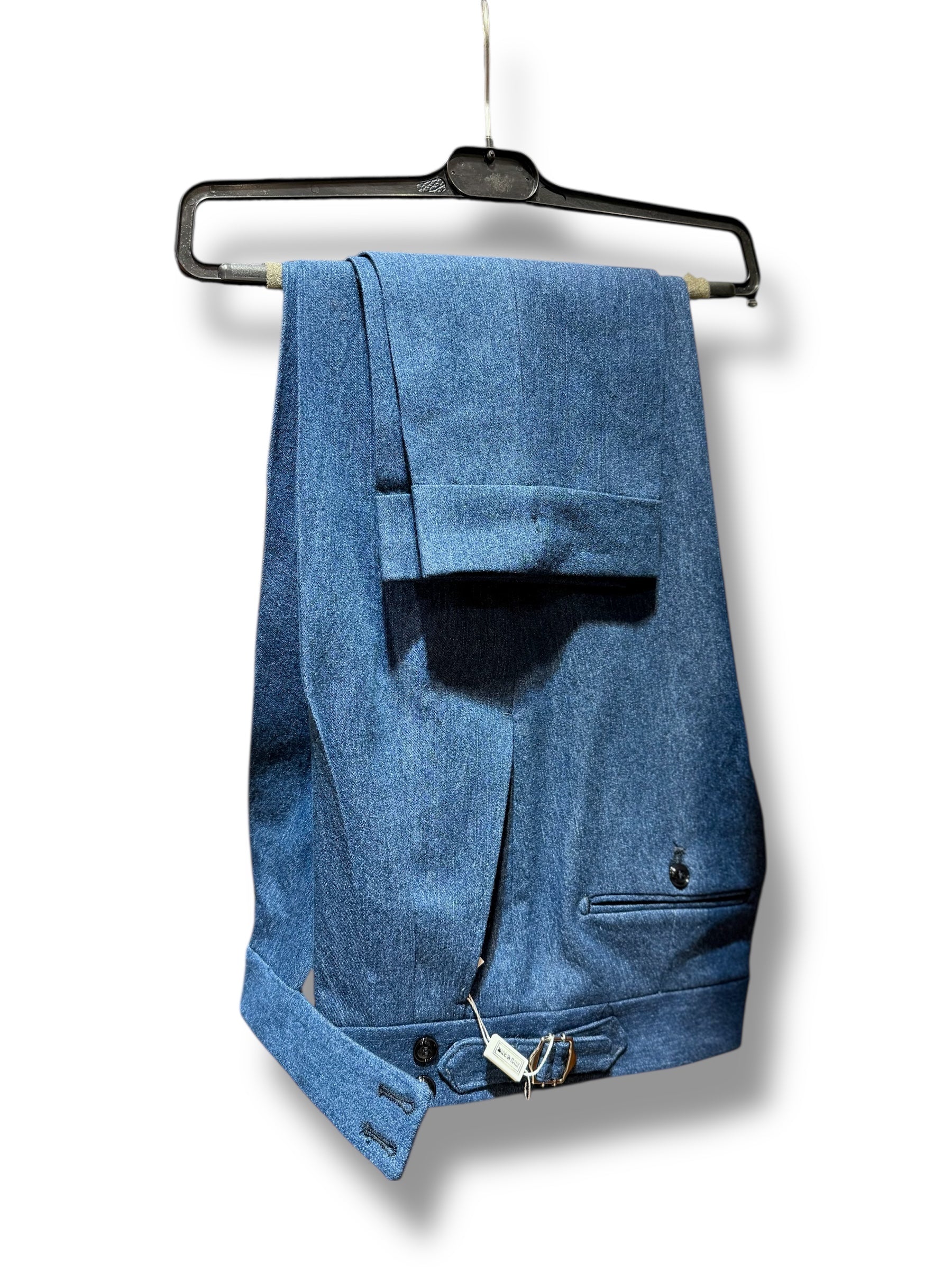 Jeans vita alta con regolatori celeste