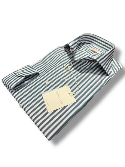 CAMICIA RIGA VERDE MEDIA CRISTIANI