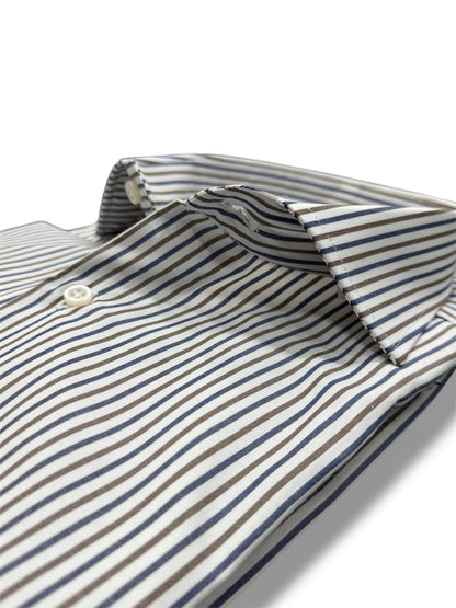 Camicia riga blu marrone