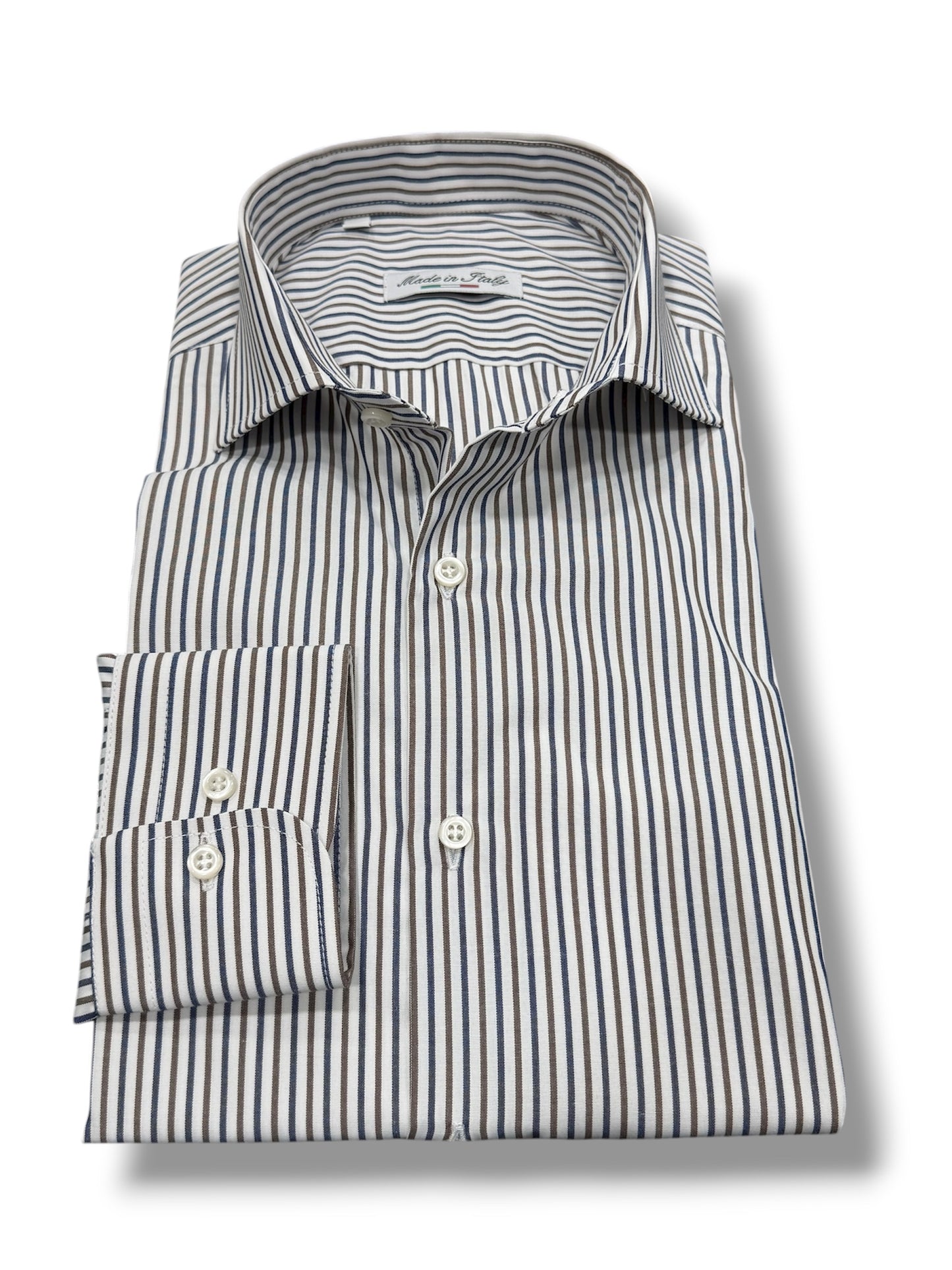 Camicia riga blu marrone